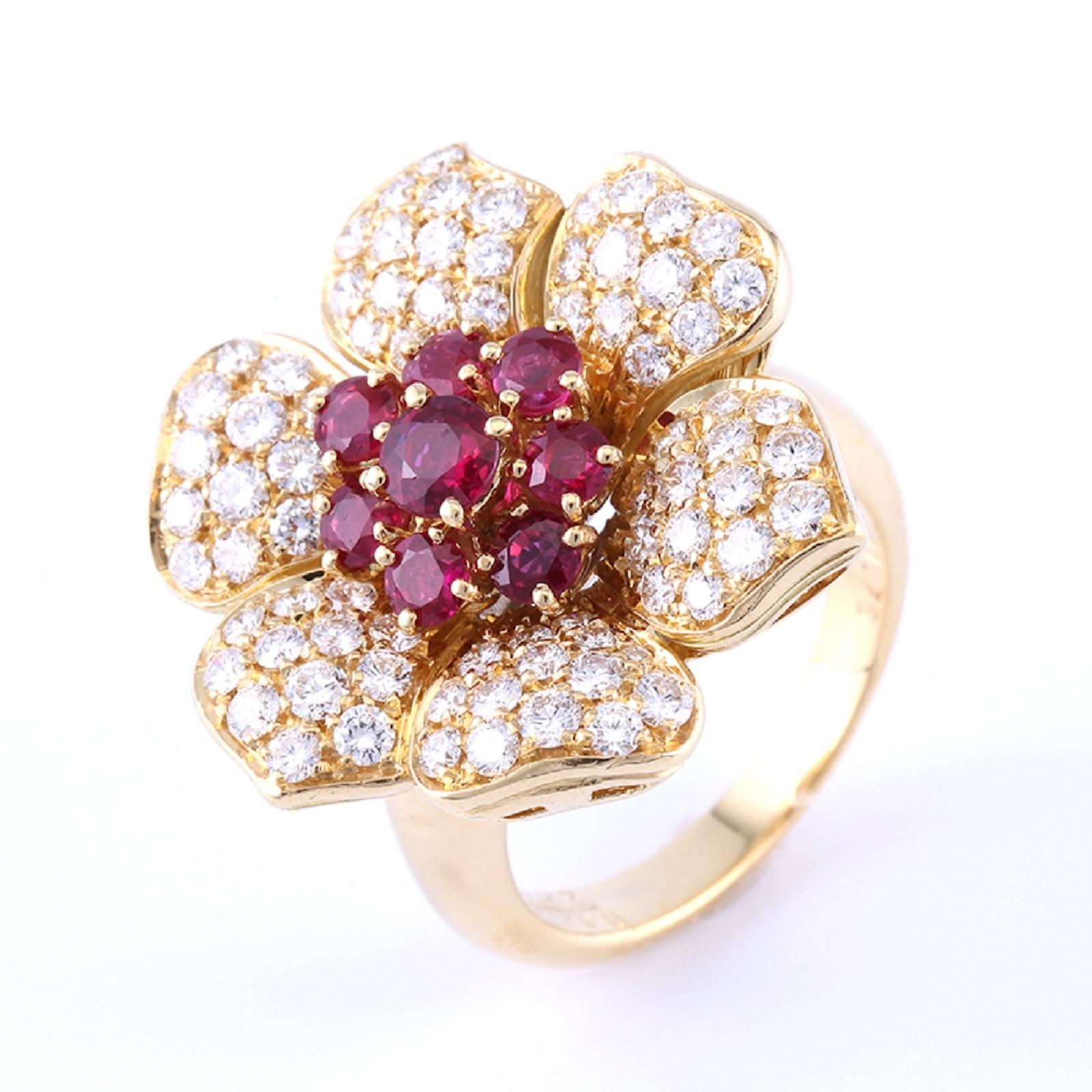 of 18k gold composition Flower Ruby Gold Cocktail 18K Diamond ref Picchiotti Picchiotti Yellow Golden Rings Ring gold of 18k gold composition Flower Ruby Gold Cocktail 18K Diamond ref Picchiotti Picchiotti Yellow Golden Rings Ring gold