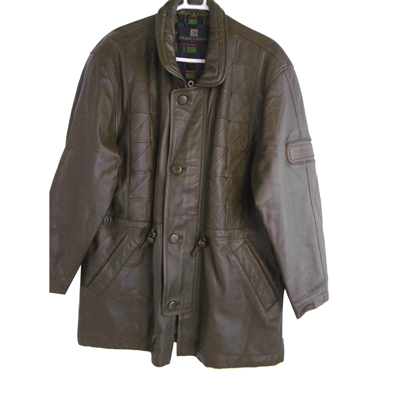 Pierre Quilted Leather Men's Coat Khaki ref.33313 - Joli Closet