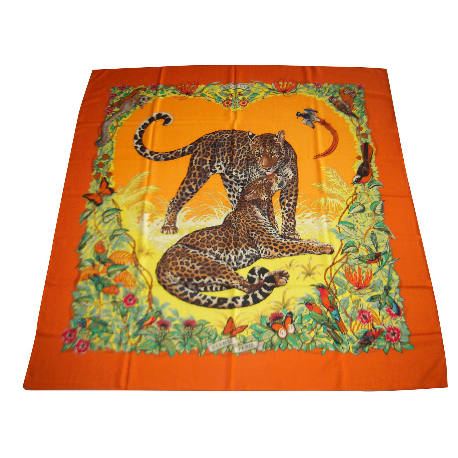 Hermes Jungle Love Silk Scarves Cashmere Orange Ref Joli Closet