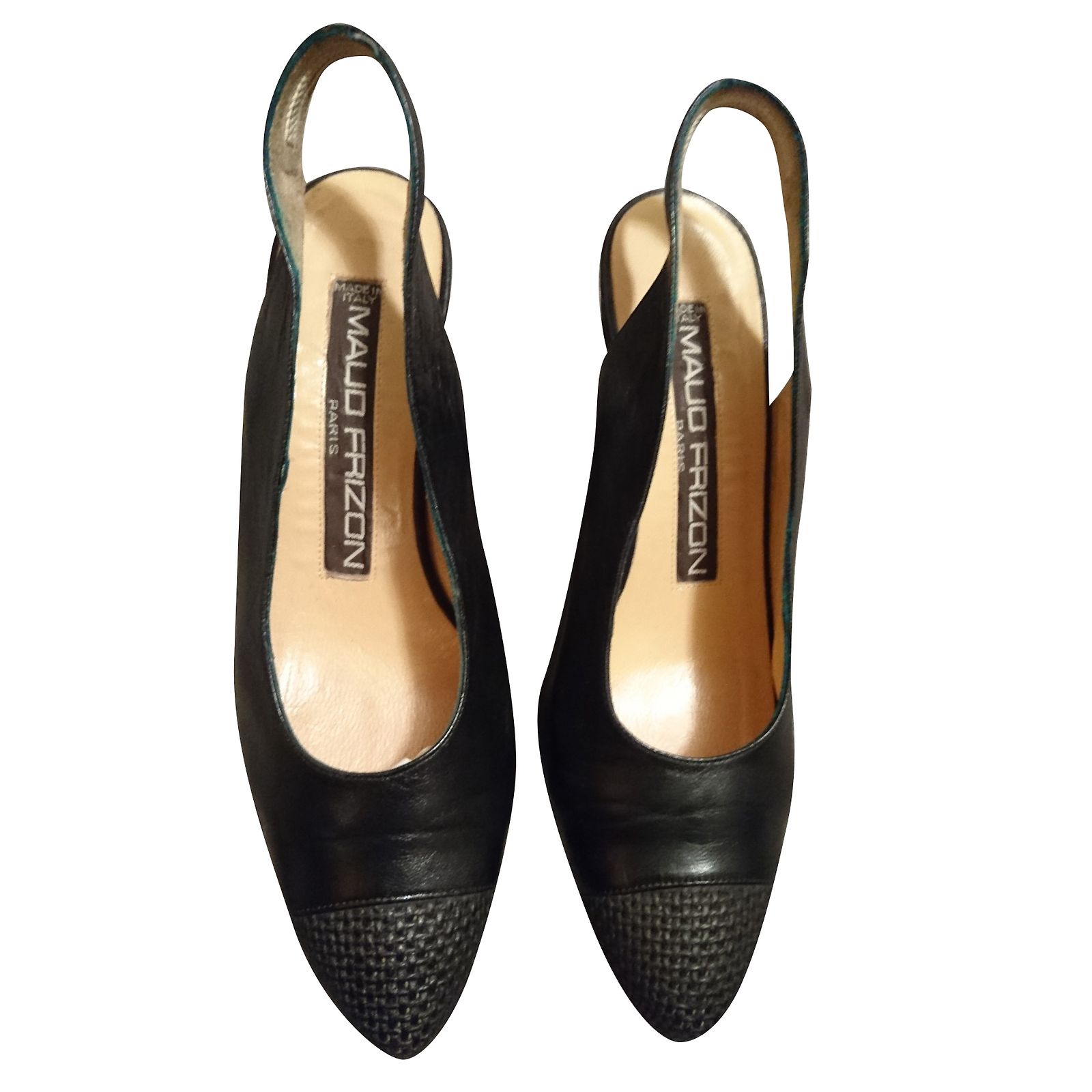 Escarpins MAUD FRIZON Cuir Violet Ajouré - Talons Carrés 7 Cm - Taille 38 - Occasion