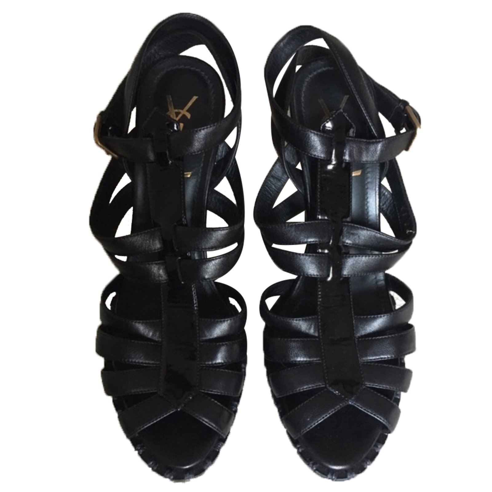 Yves Saint Laurent Sandals Black Leather ref.33834 - Joli Closet