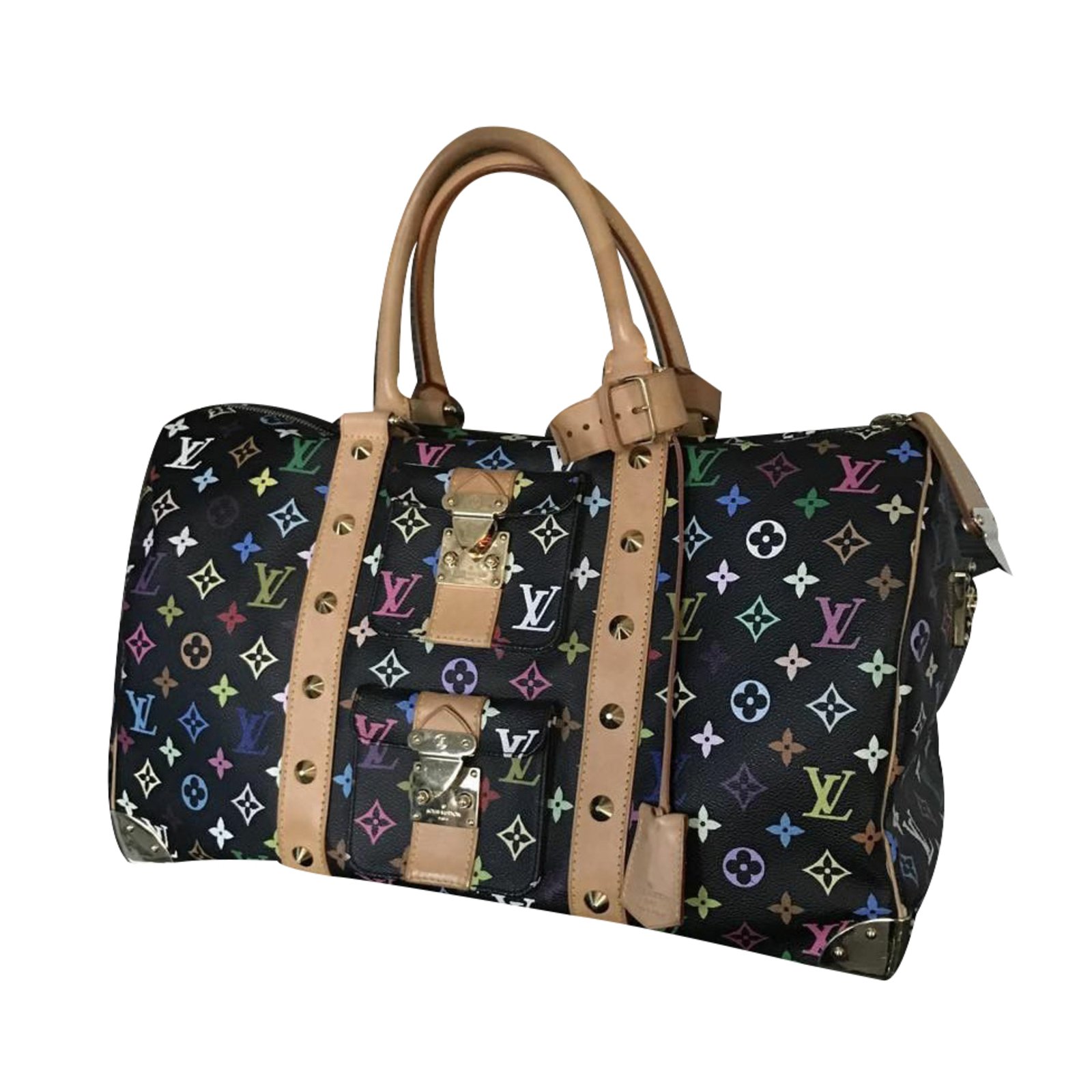 Louis Vuitton Multicolor Keepall 45 Black Handbags Leather Black ref.34576 - Joli Closet