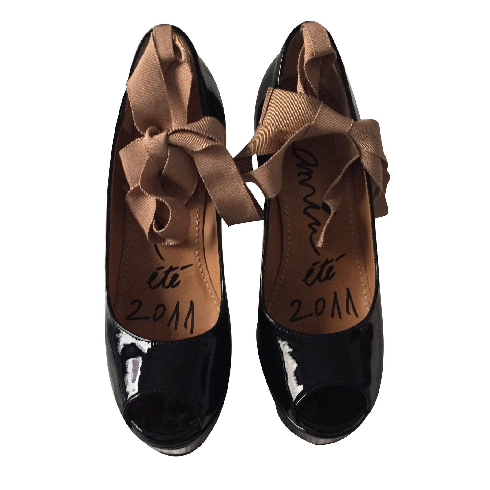 Lanvin Heels Heels Patent leather Black ref.34976 - Joli Closet