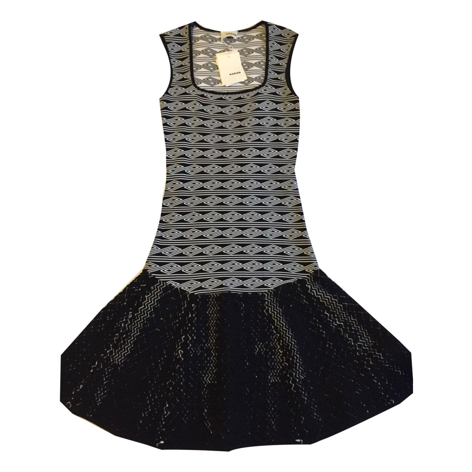 Rodier Robe Viscose Polyamide Noir Blanc ref.35750 - Joli Closet