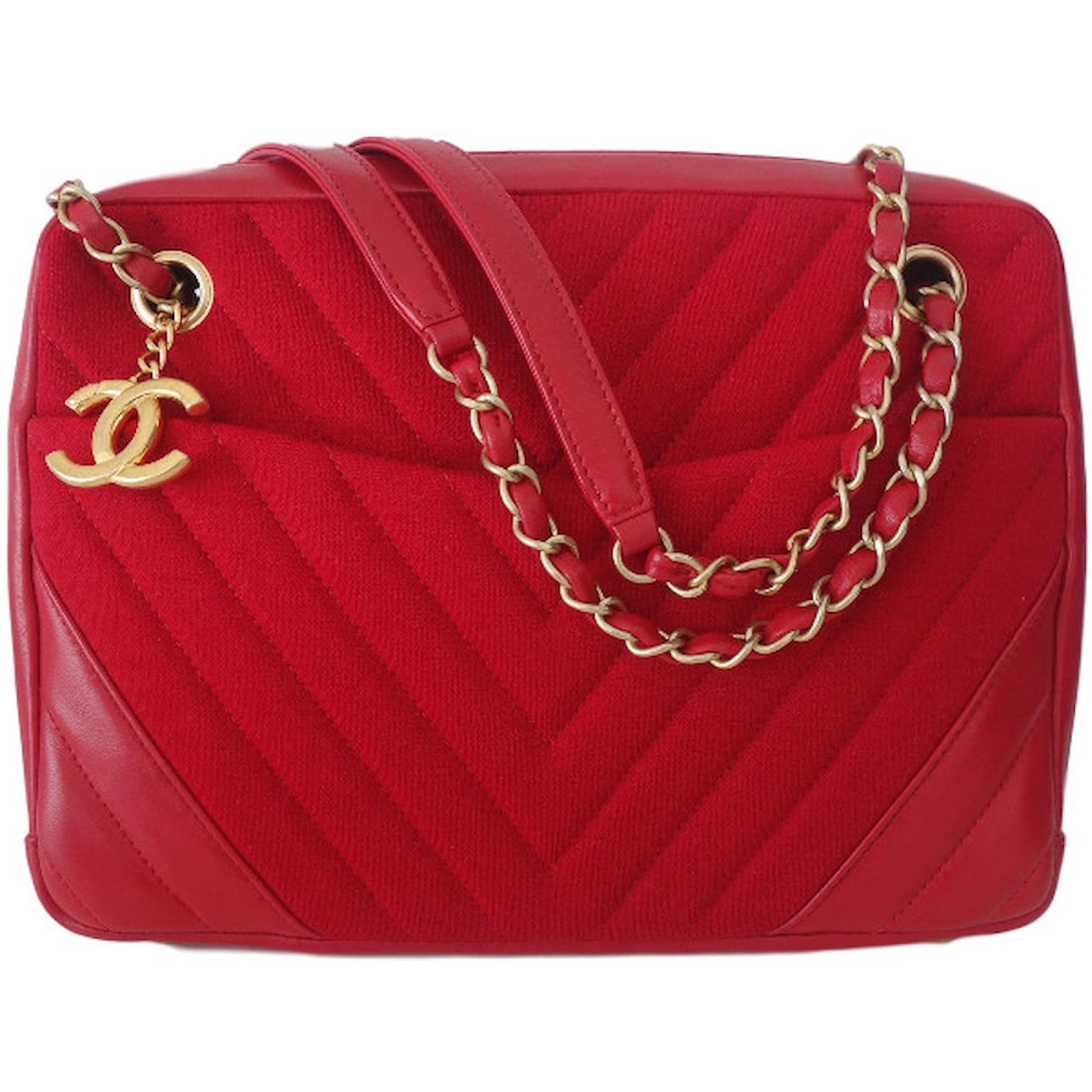 Chanel Handbag Handbags Leather Red Ref 36386 Joli Closet Chanel Handbag Handbags Leather Red Ref 36386