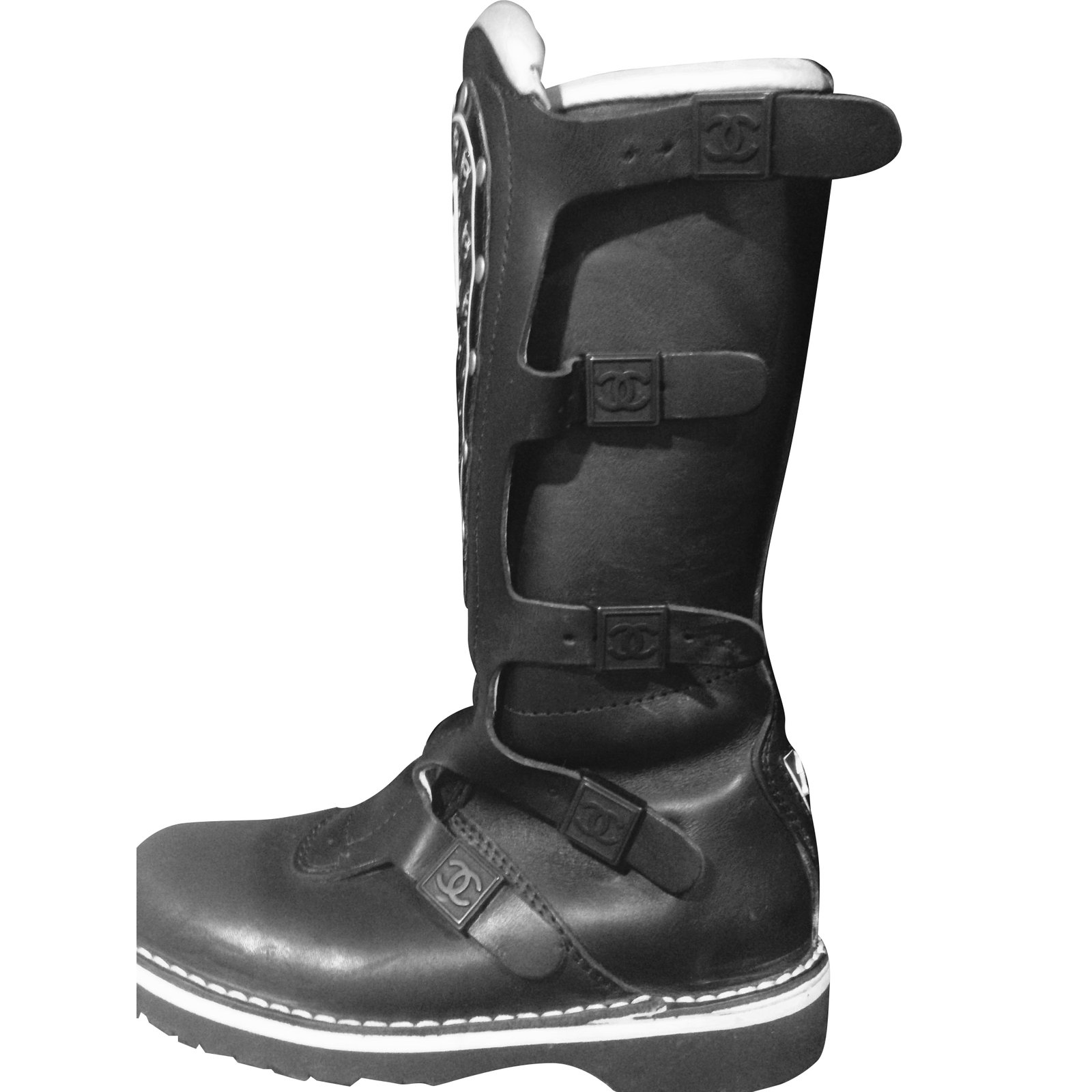 Chanel Motorcycle boots size 39 Black Leather  - Joli Closet