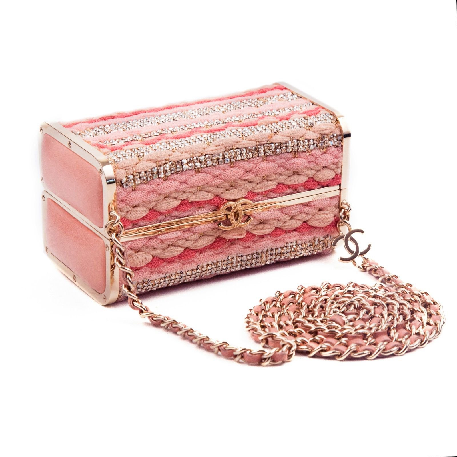 Chanel 2006Minaudiere Mini Hardshell Box Shoulder Bag Pink Tulle ref.37086  - Joli Closet