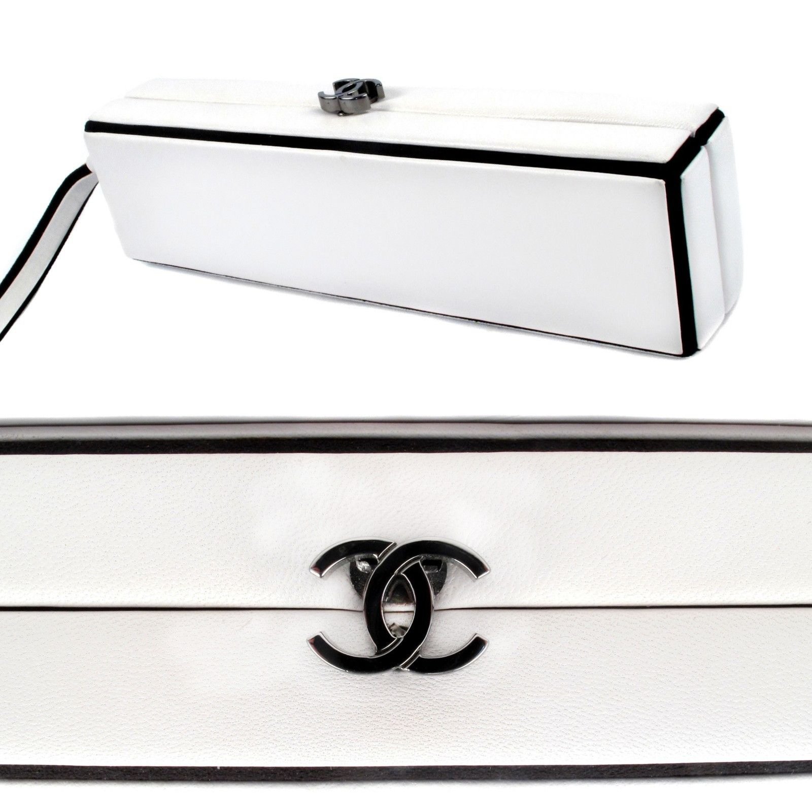 Chanel Leather Box Clutch White ref.37091 - Joli Closet
