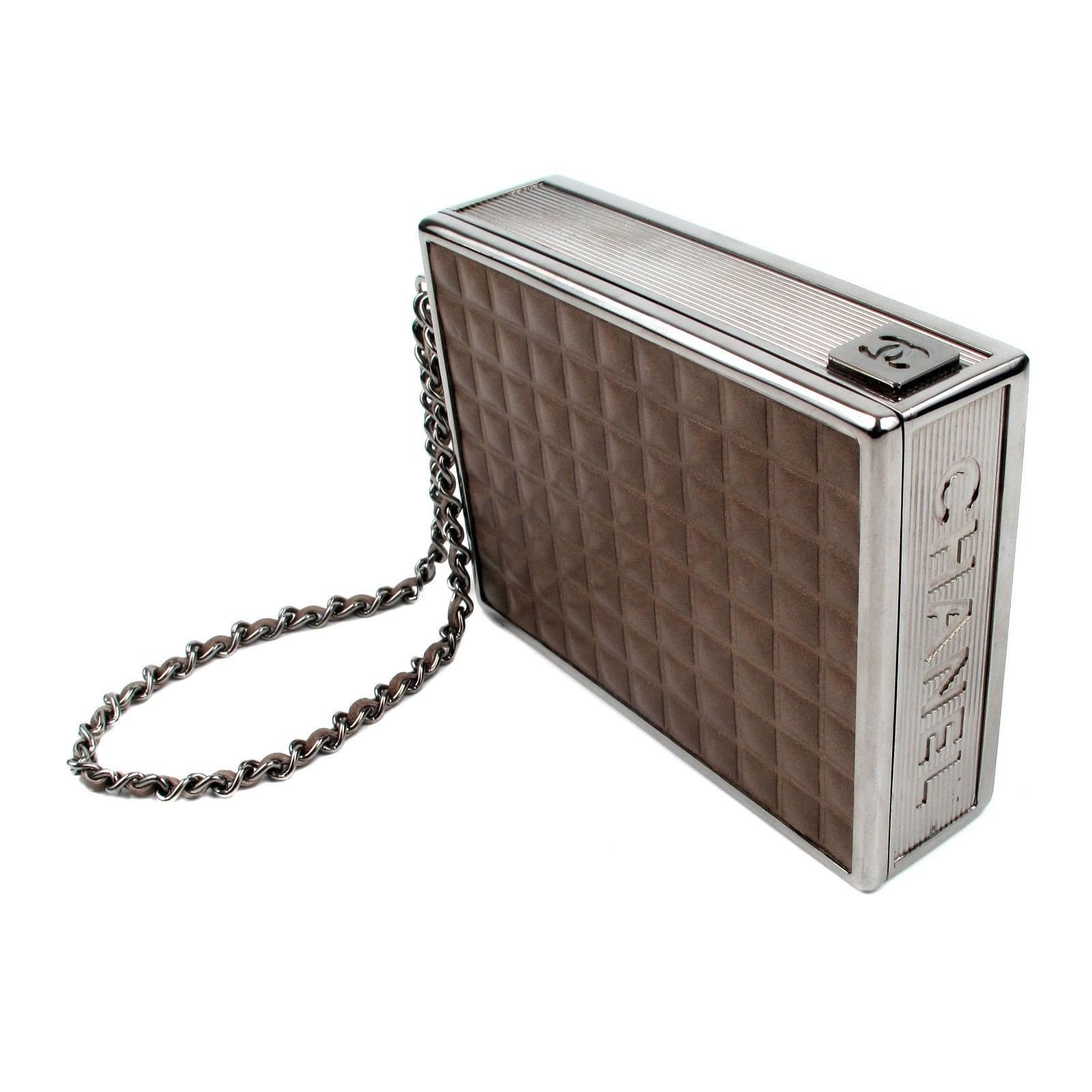 Chanel Cigarette Box Clutch Minaudiere Brown Leather ref.37093 - Joli Closet