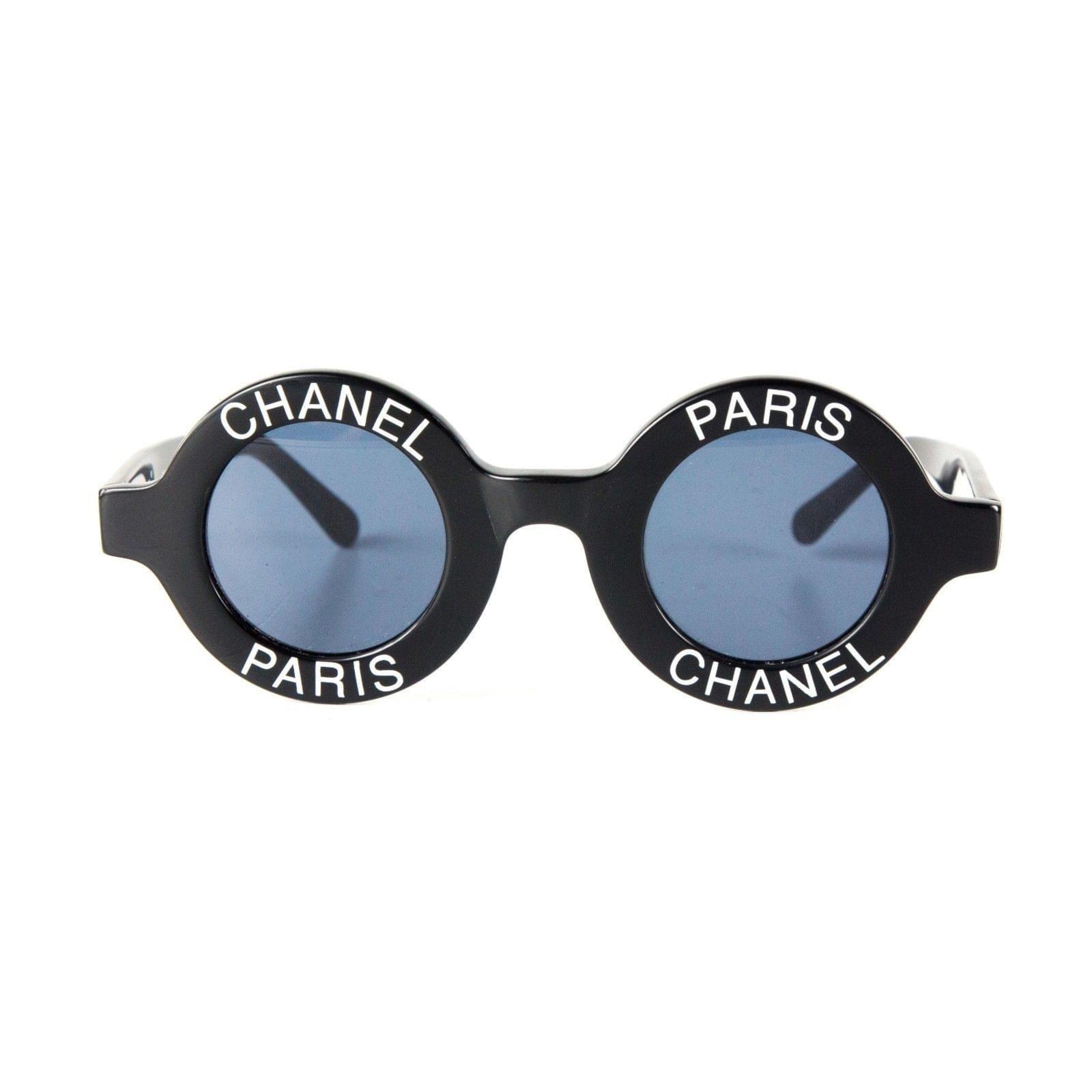 chanel logo round sunglasses