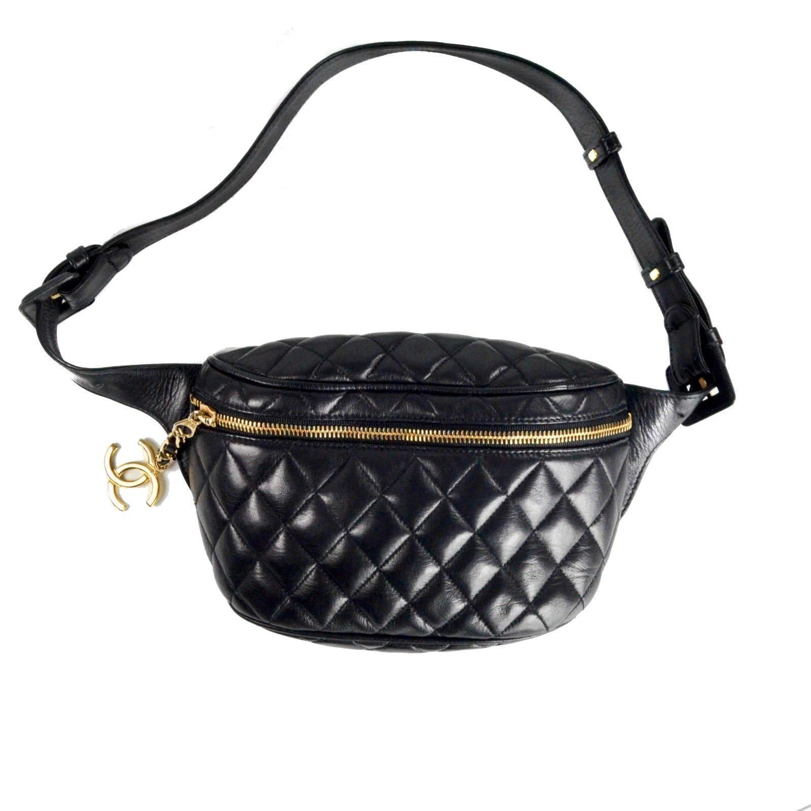 Buy Vintage CHANEL Black Patent Enamel Leather Belt Bag Fanny Online in  India 