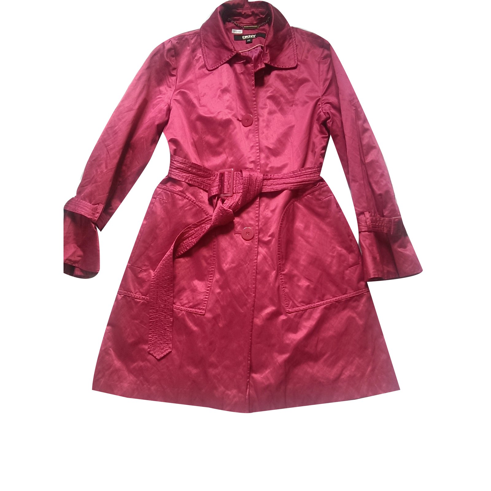Dkny Trench coat Pink Cotton Polyester Metal ref.37366 - Joli Closet