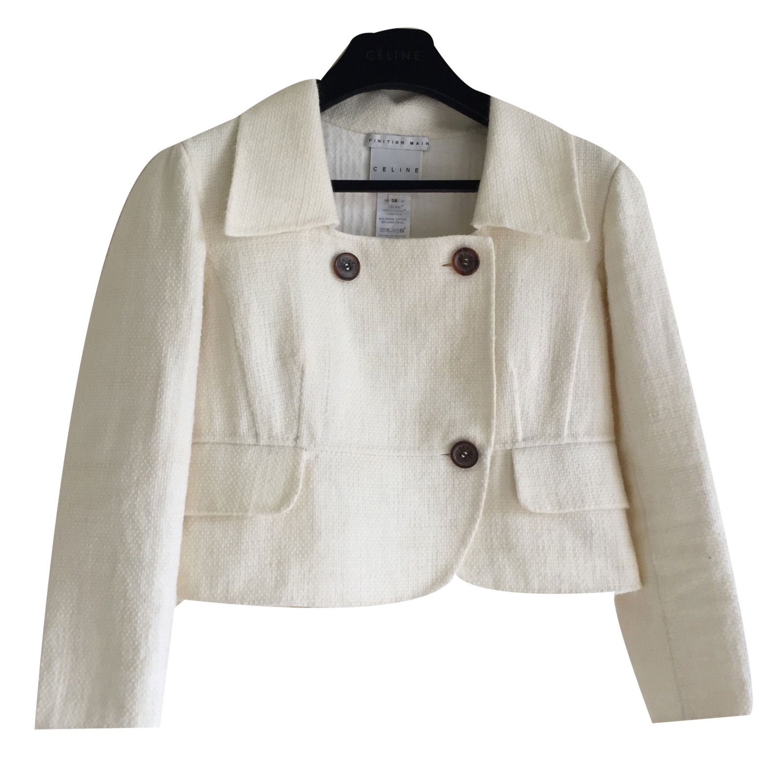 Céline Short jacket double faced wool Cream ref.37412 - Joli Closet