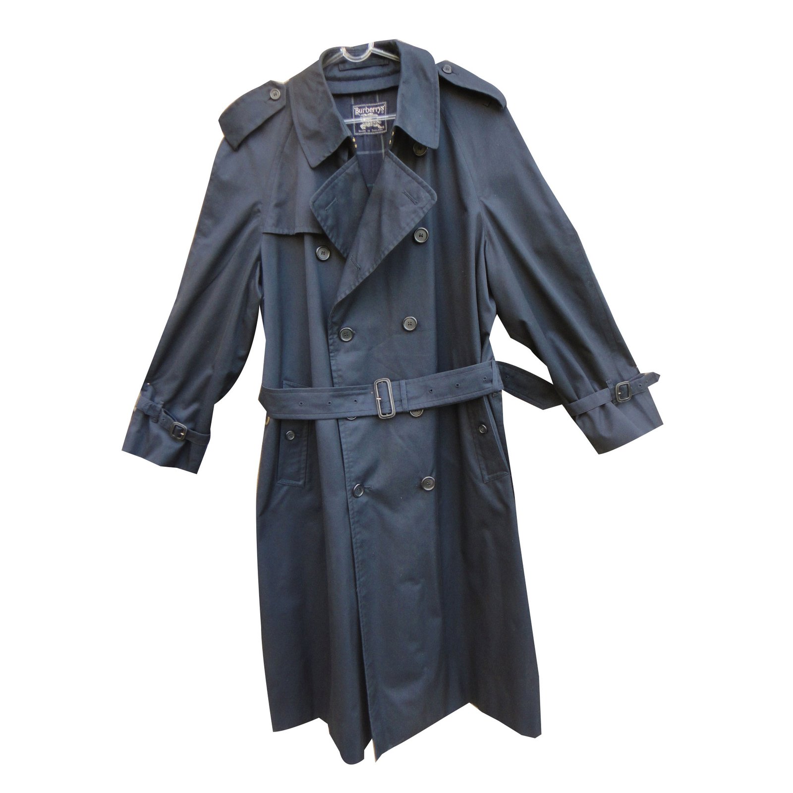 Burberry Men Coat Outerwear Navy blue Cotton Polyester  - Joli  Closet
