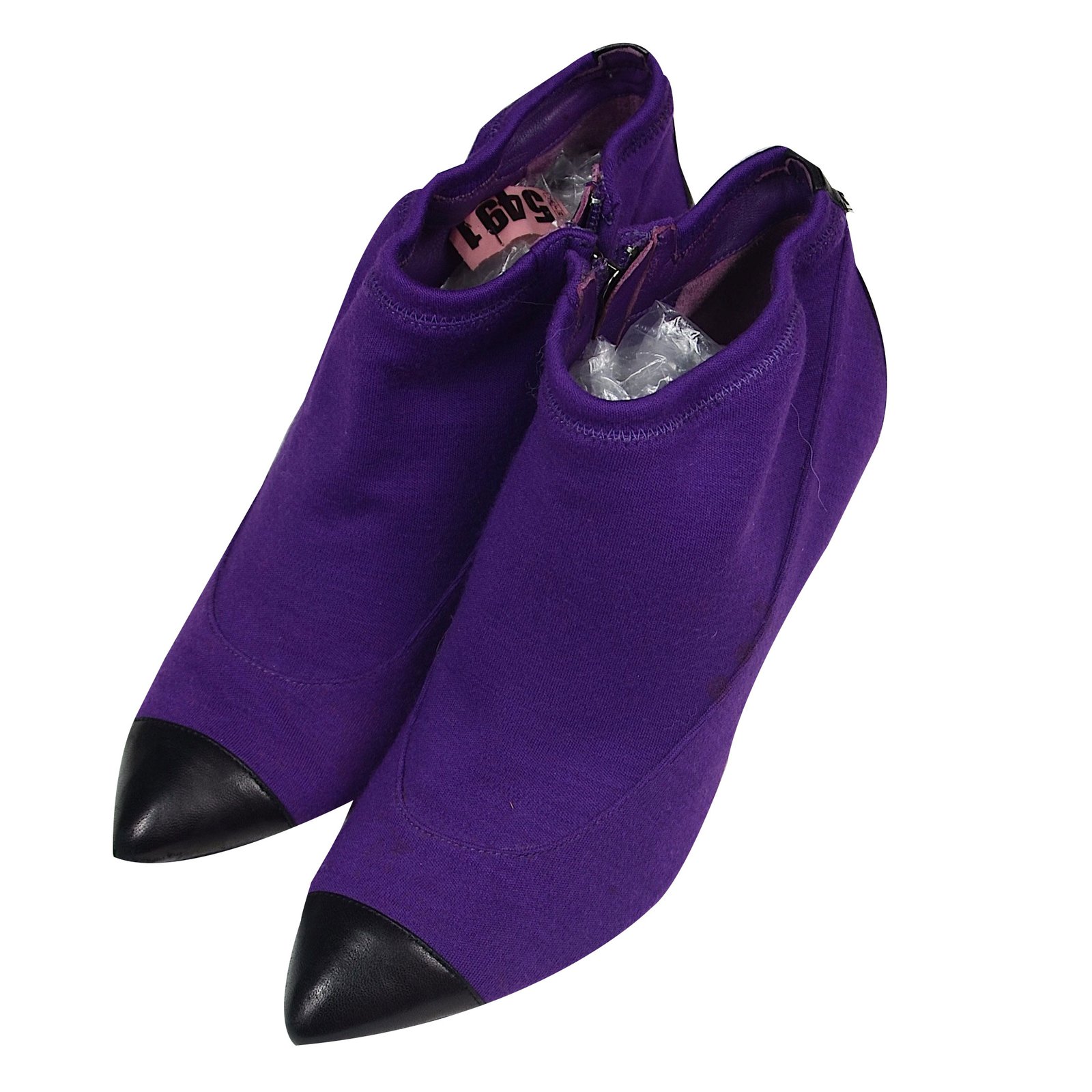 purple leather ankle boots