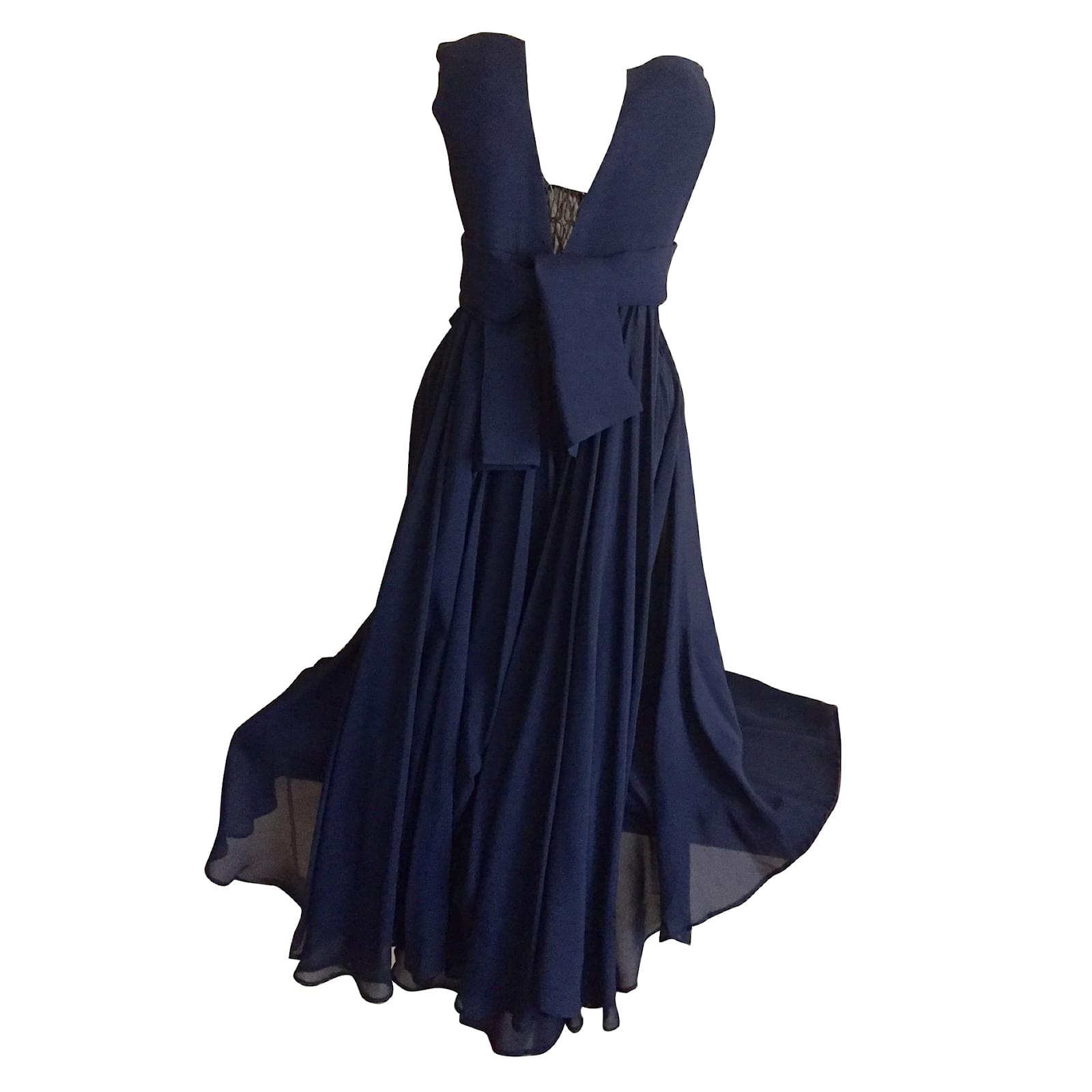 robe soie bleu marine