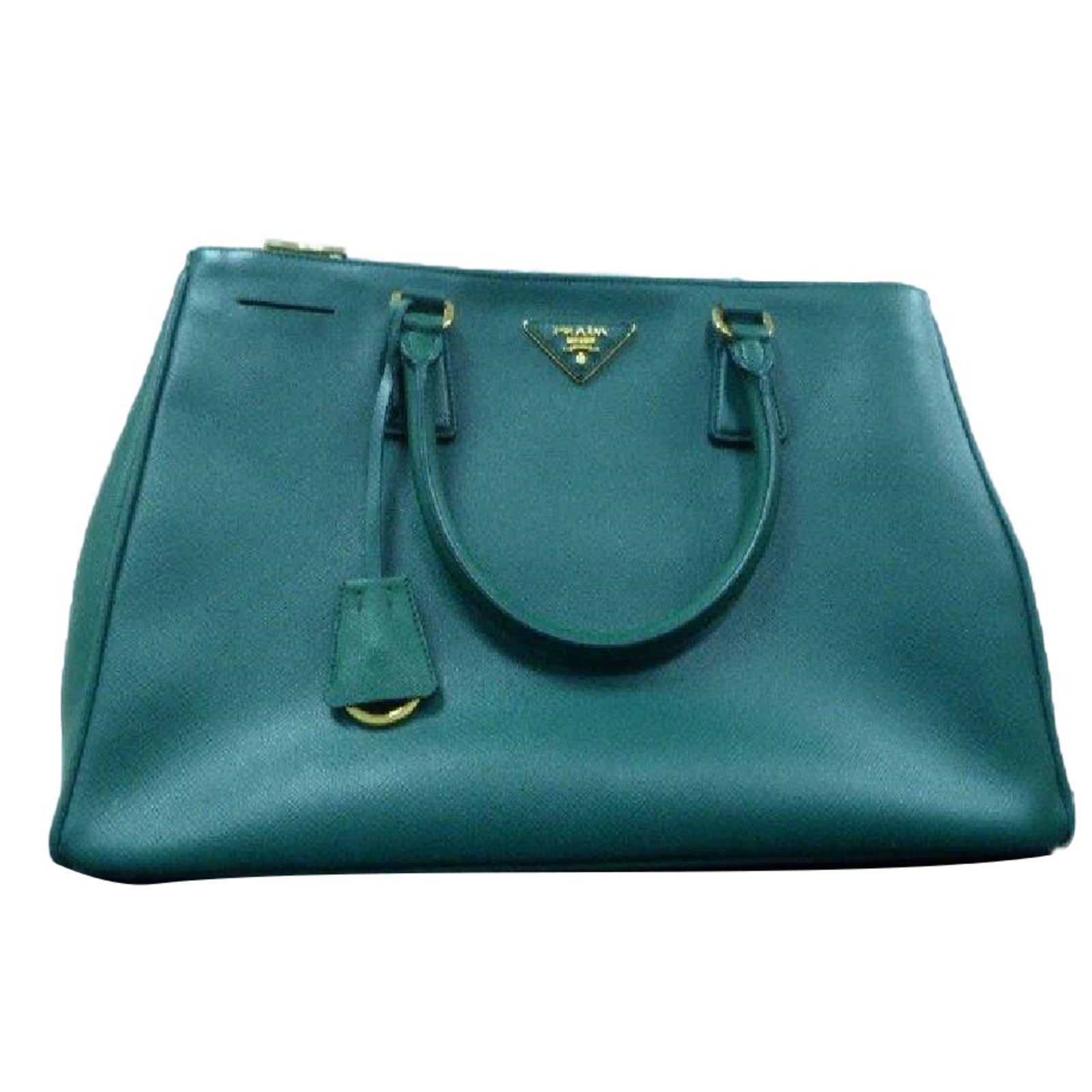 Prada Saffiano Tote Green Leather ref.40046 - Joli Closet