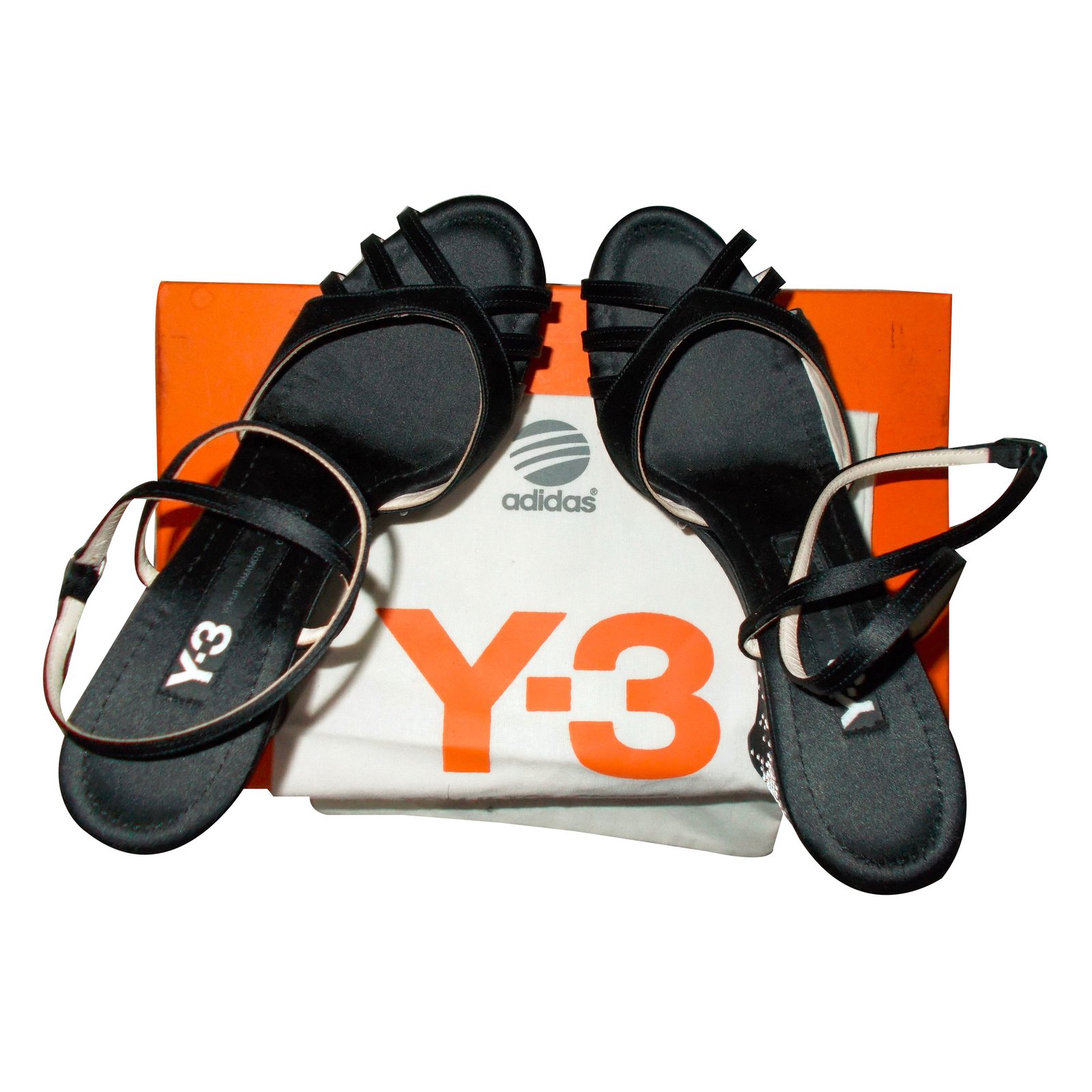 Y-3 Yohji Sandalias Adidas Negro Cuero Satén ref.40180 - Joli