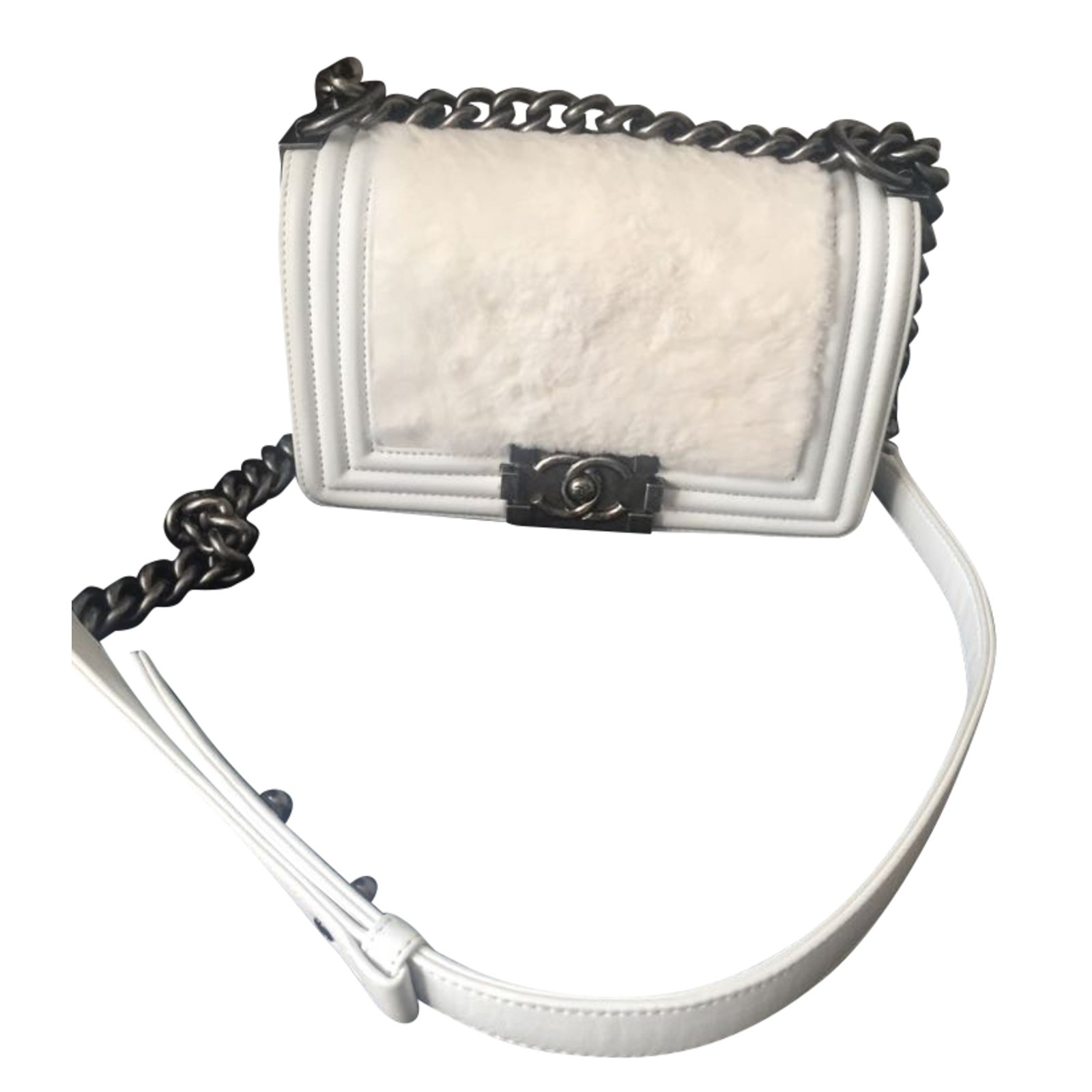 Chanel - Small Boy Bag - White Caviar Leather - CGHW - New