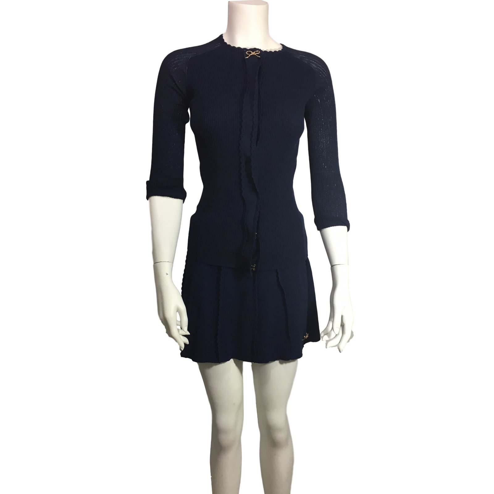 Louis Vuitton Collection Cruise Spring Summer 2012 Skirt suit Cotton,Viscose,Polyamide Navy blue ...