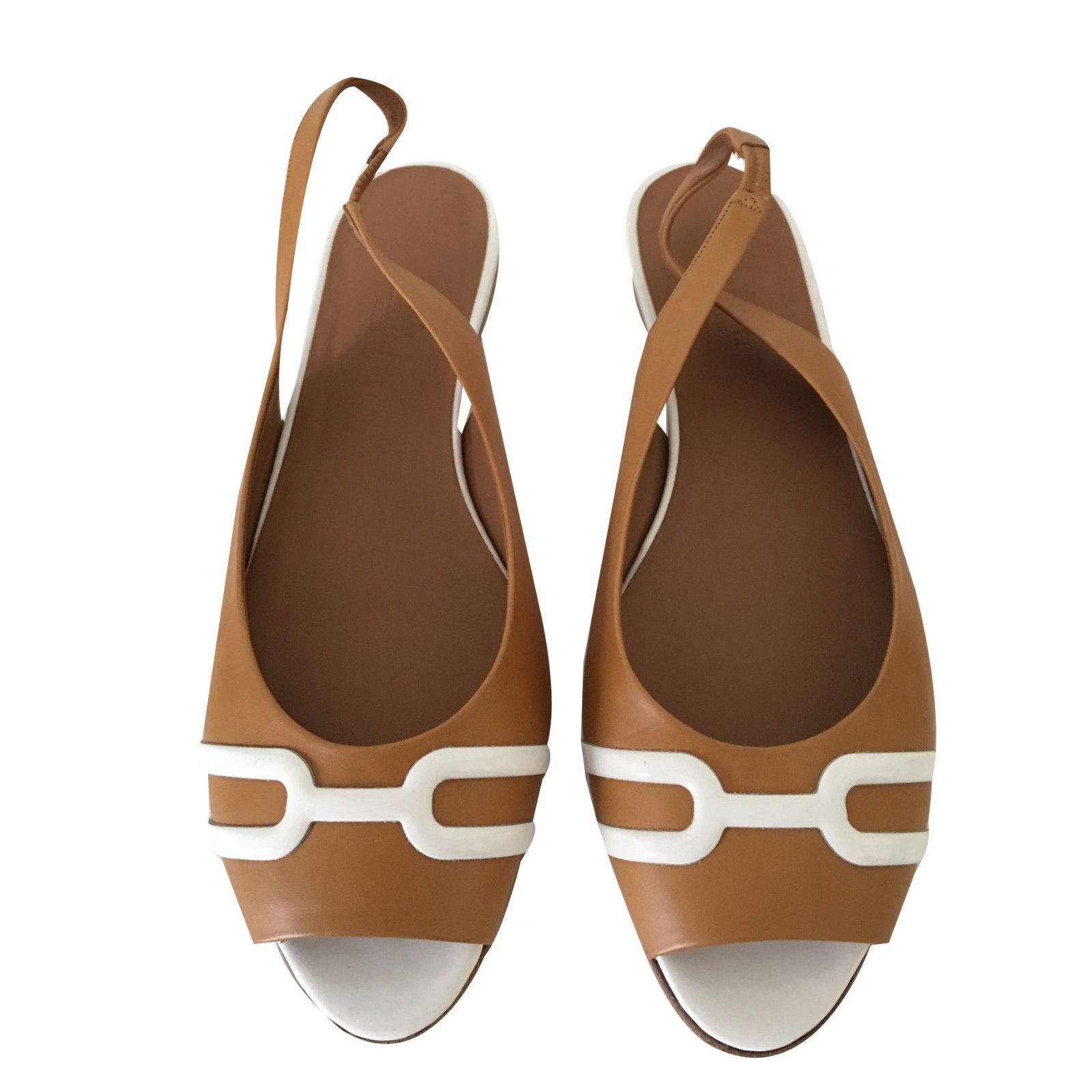 Hermès Sandals Caramel Leather ref.40916 - Joli Closet