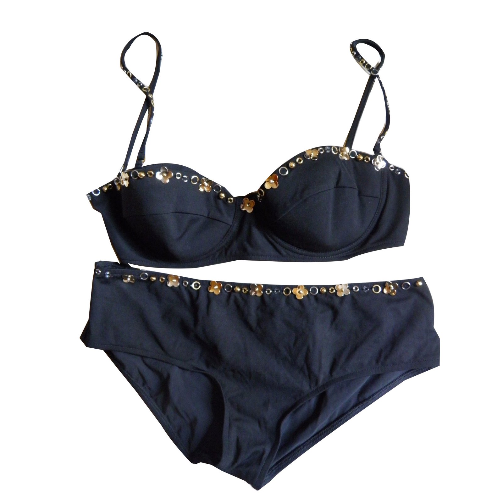 swimwear, louis vuitton, black bikini - Wheretoget