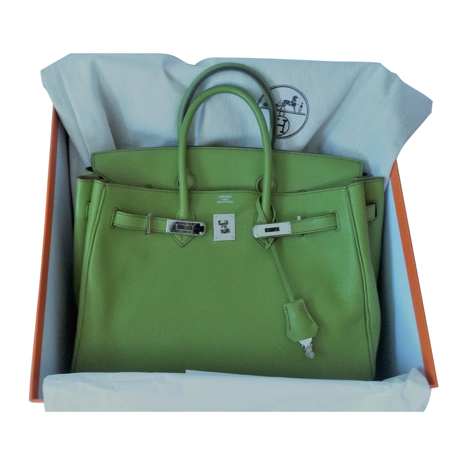 Birkin 35 leather handbag Hermès Green in Leather - 33154034