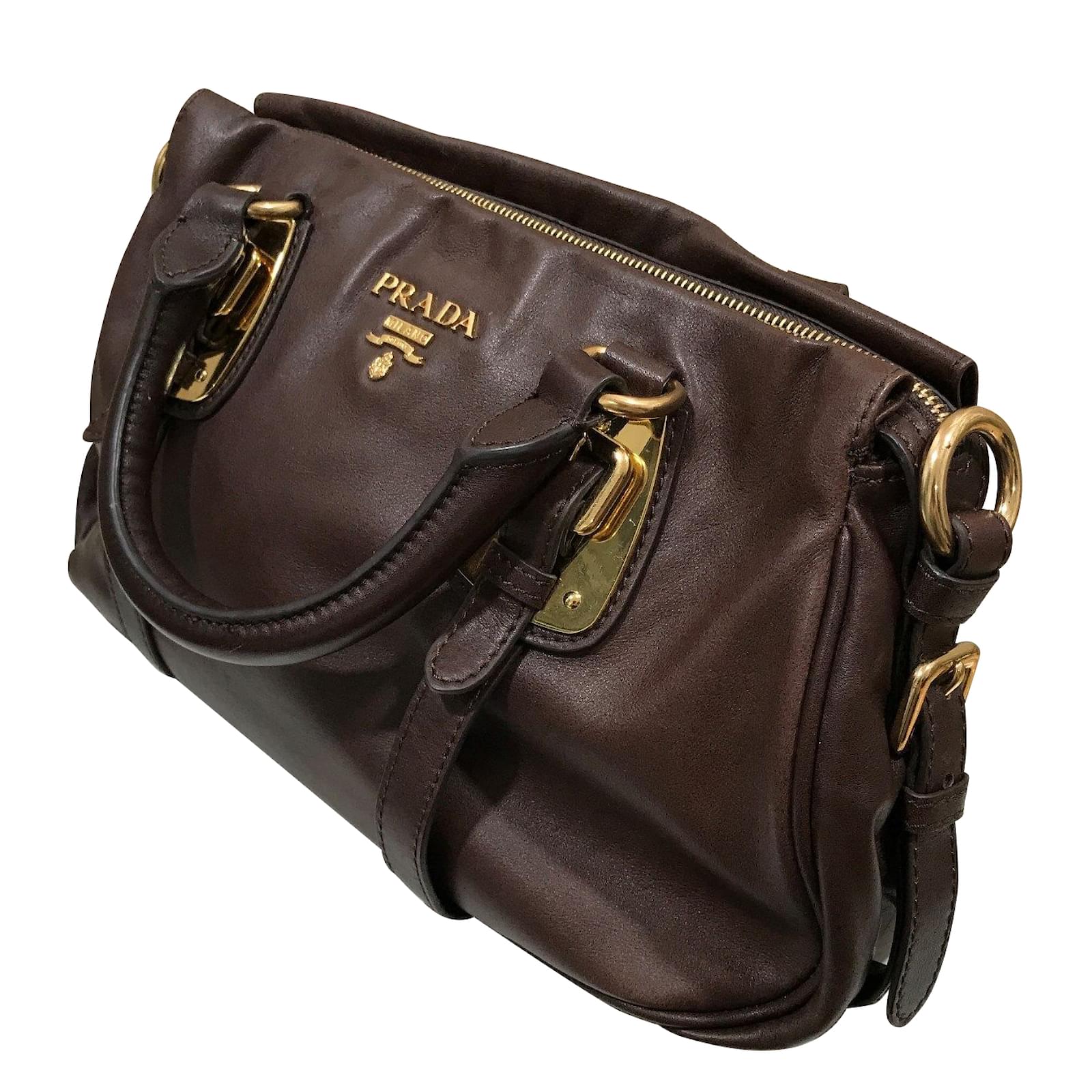 Sac à Main En Cuir Marron Foncé Forme Tube – Homme – Fourre-tout Sans Marque