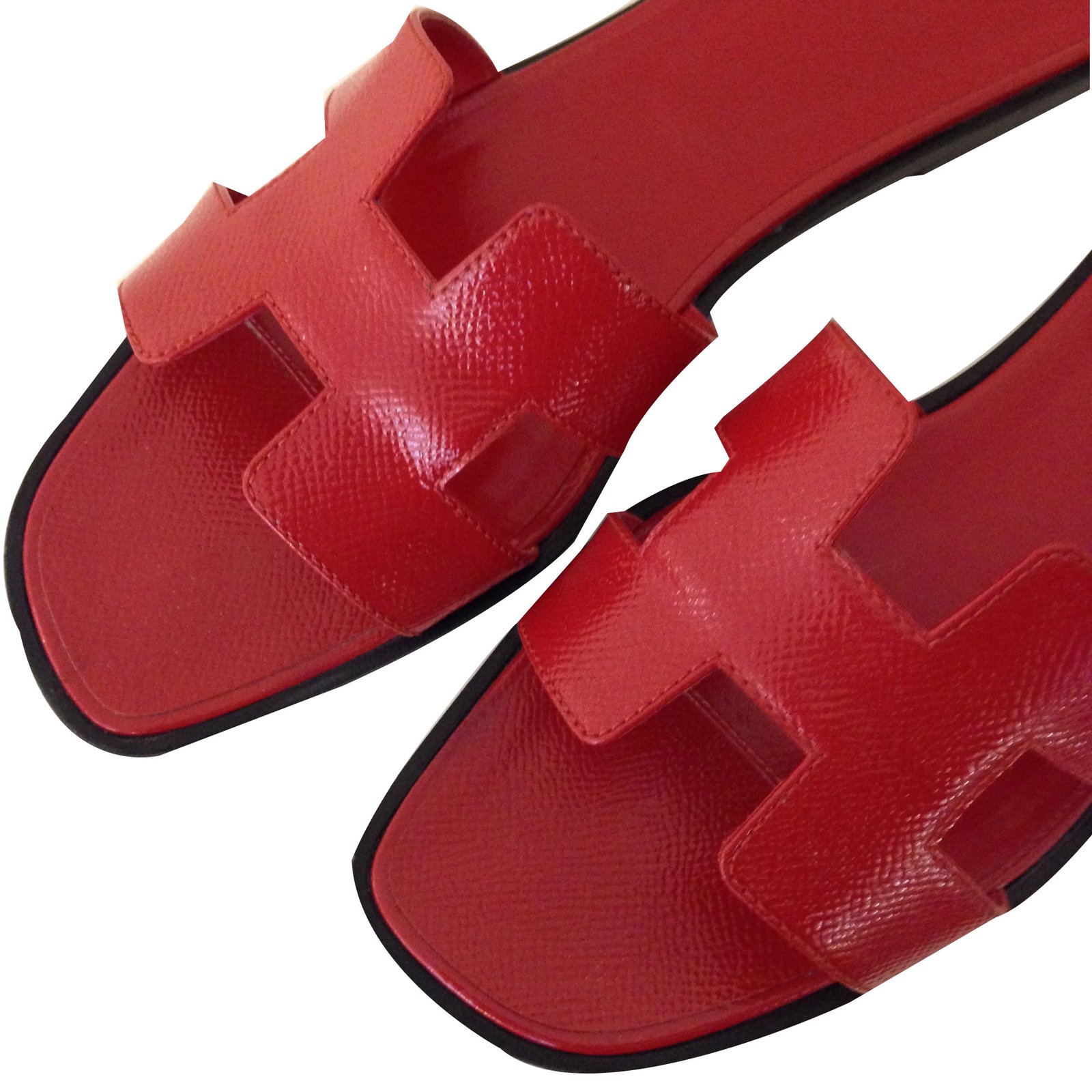 red hermes oran sandals