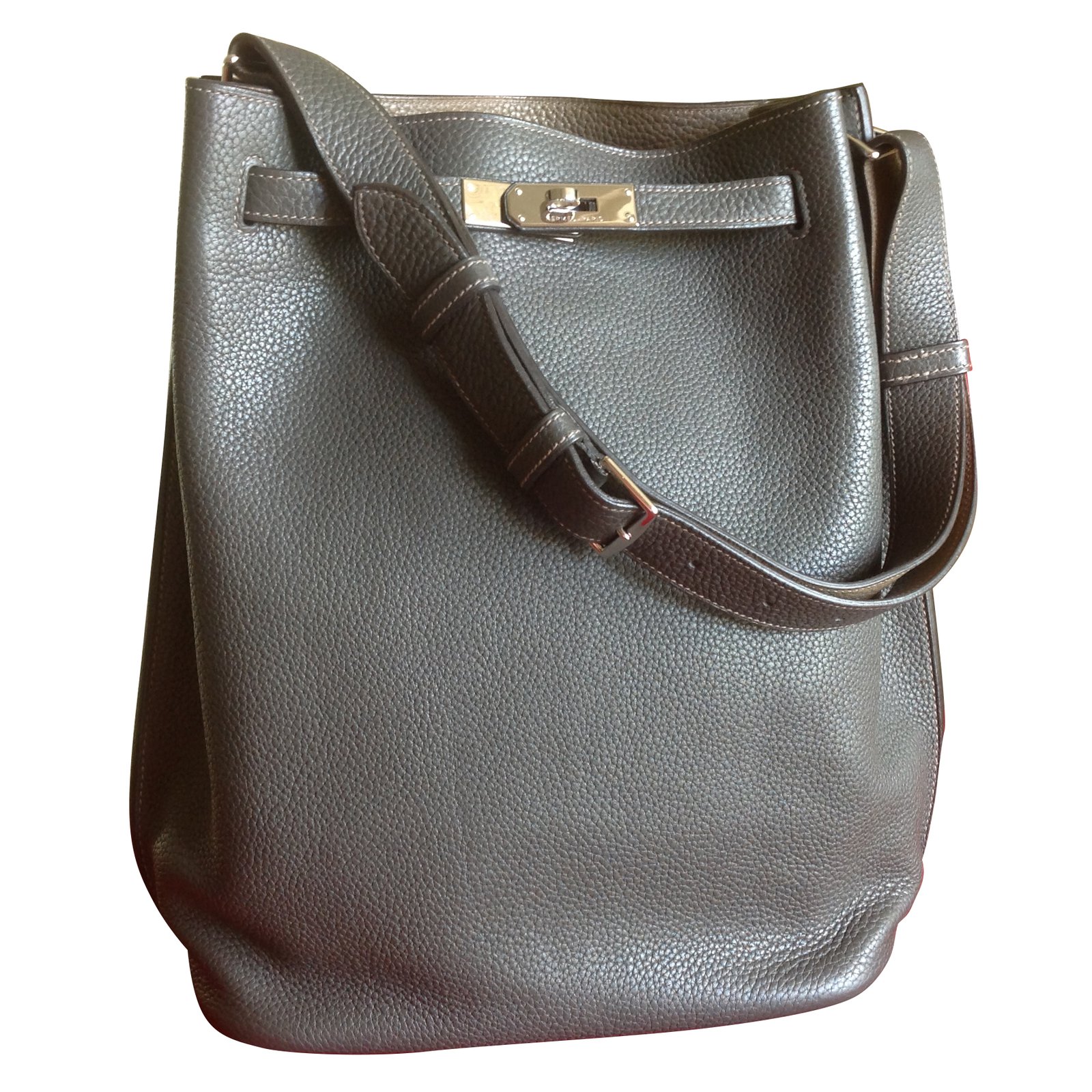 Hermès So Kelly Dark grey Leather ref.42907 - Joli Closet