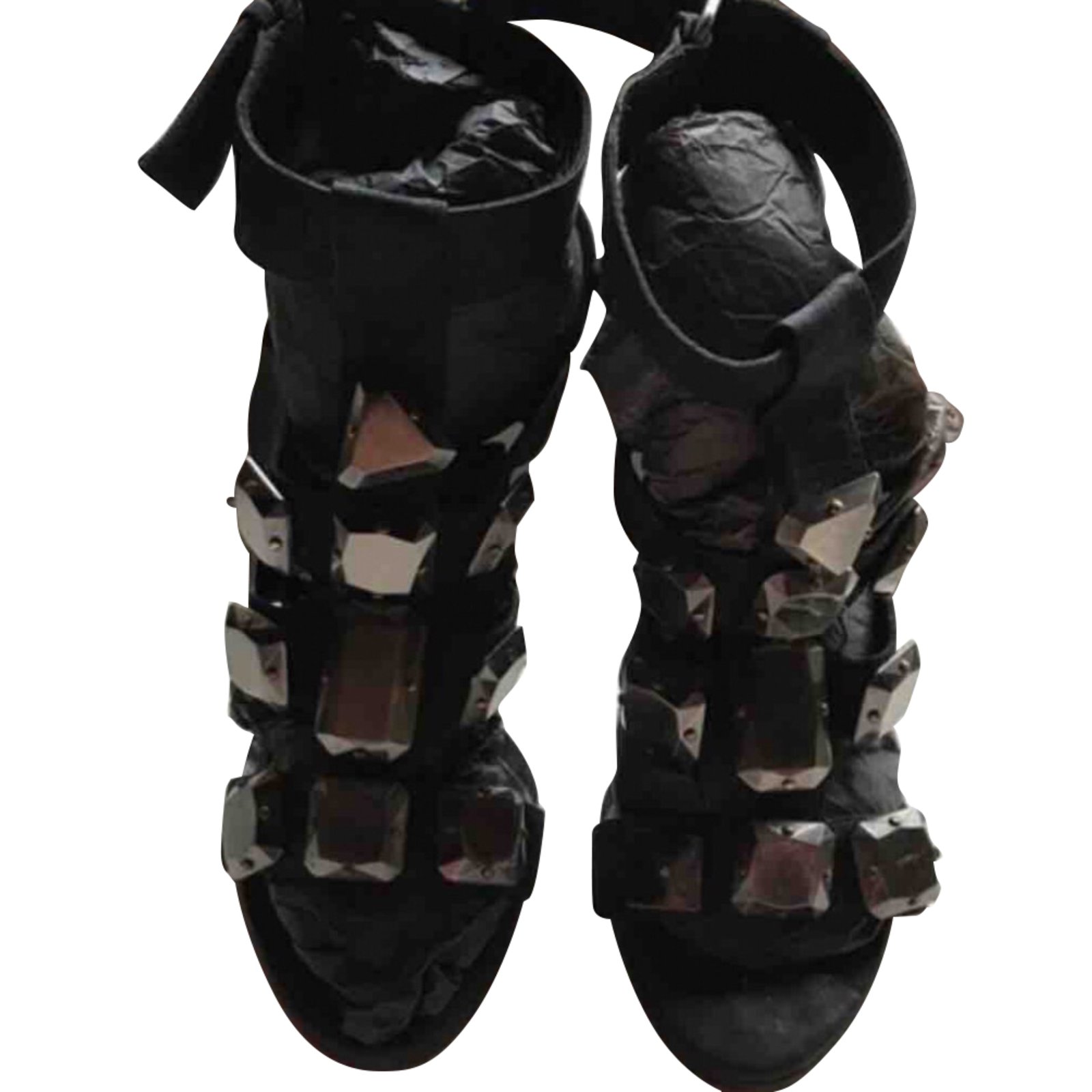 Uterque Black leather heels Heels 