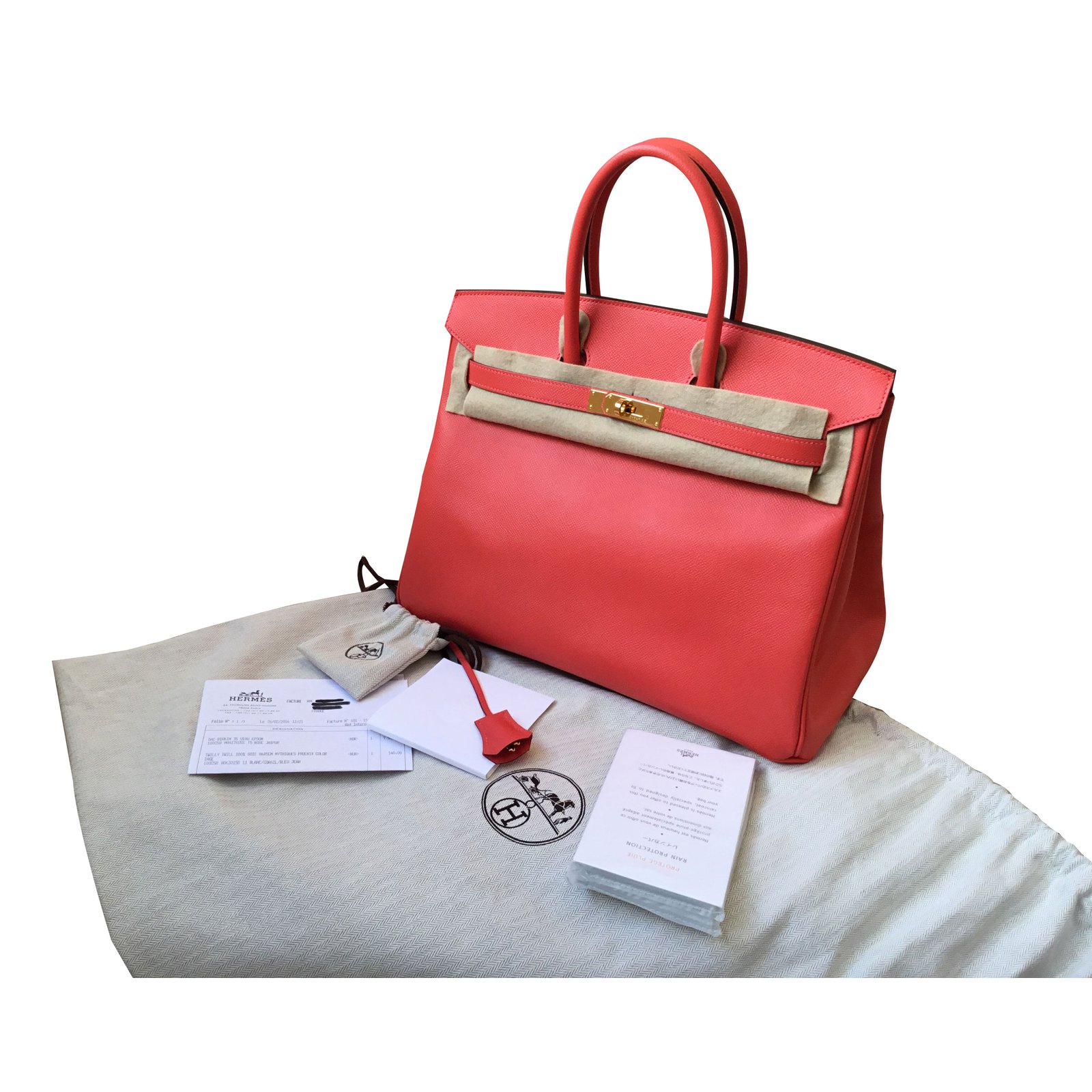 Hermès Birkin 35 Coral Leather ref.43682 - Joli Closet