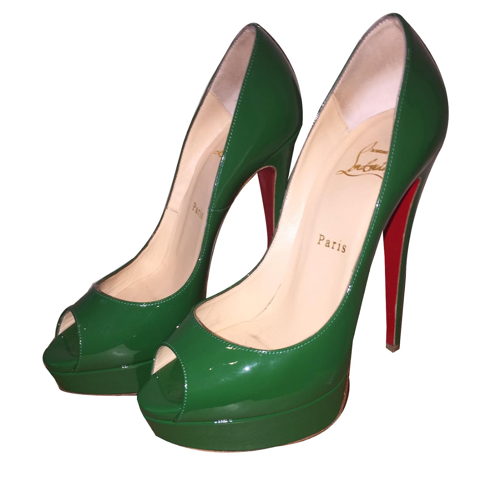 green christian louboutin heels