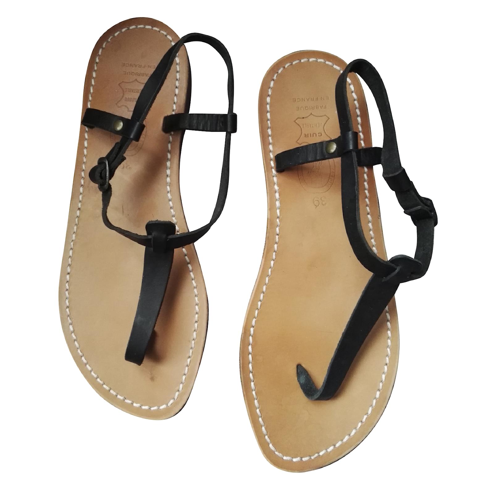 La Botte Gardiane Sandales Cuir Noir Joli Closet