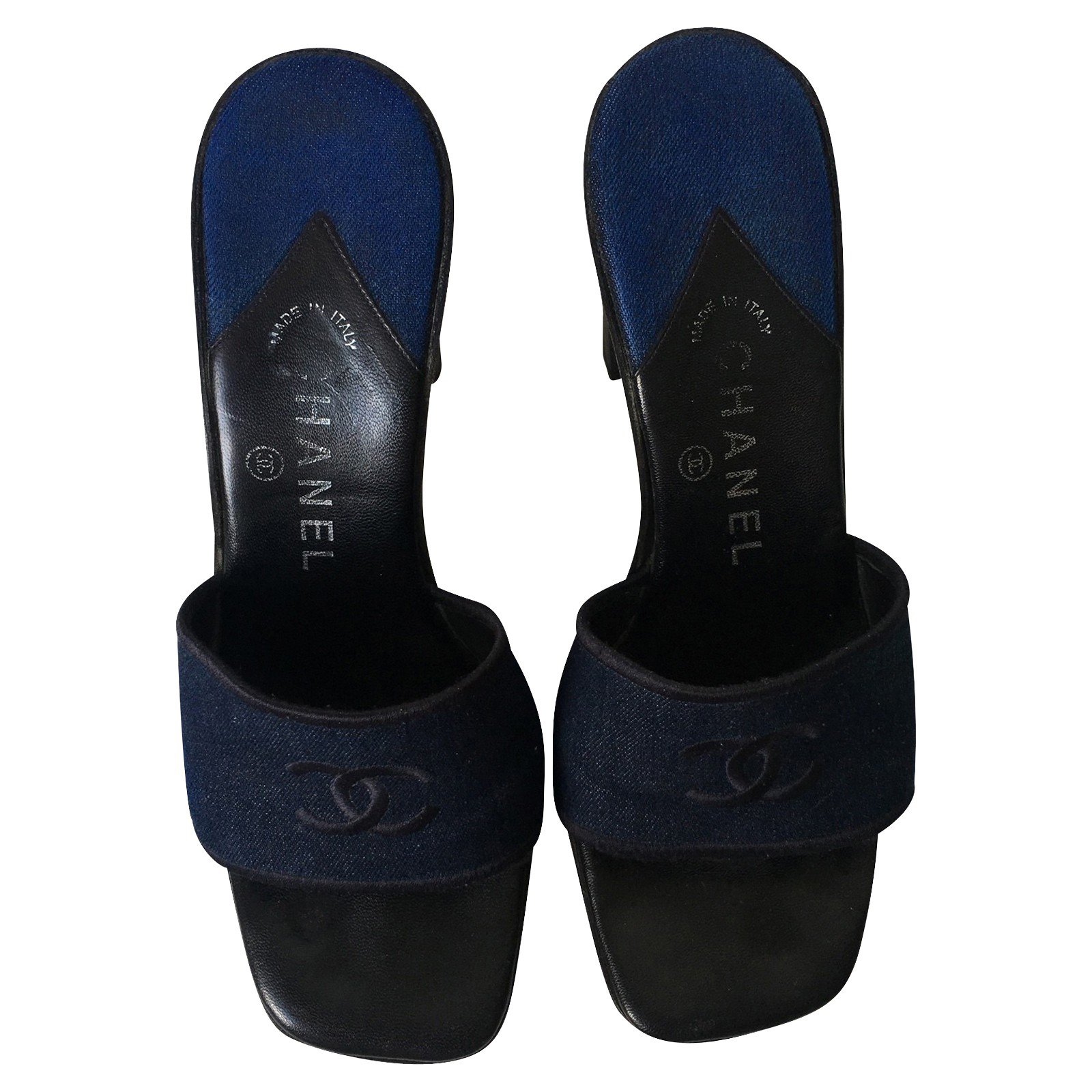 chanel mules blue