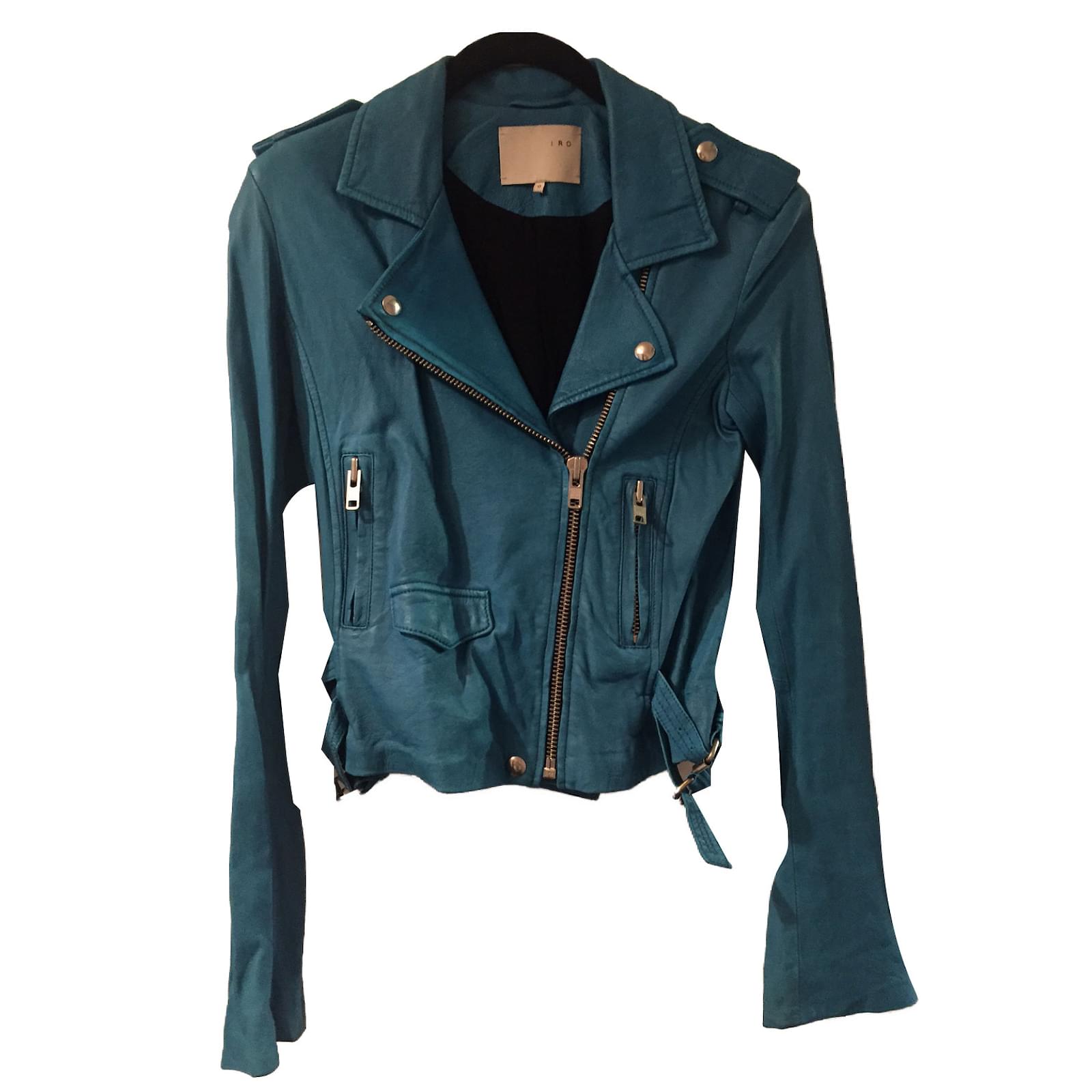 Iro Biker Jackets Lambskin Blue Ref 44142 Joli Closet Iro Biker Jackets Lambskin Blue Ref 44142