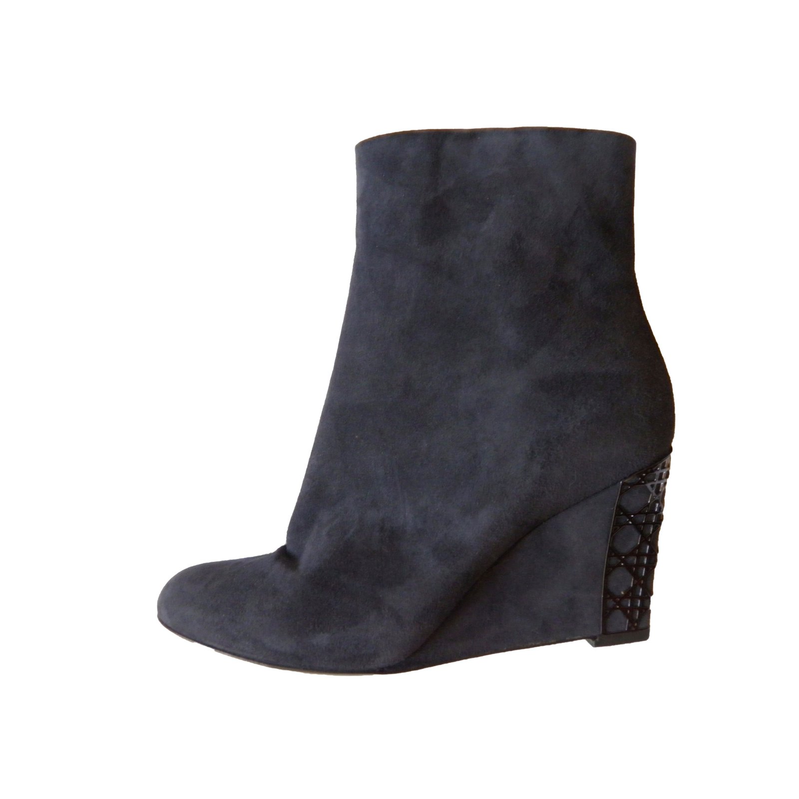blue wedge ankle boots