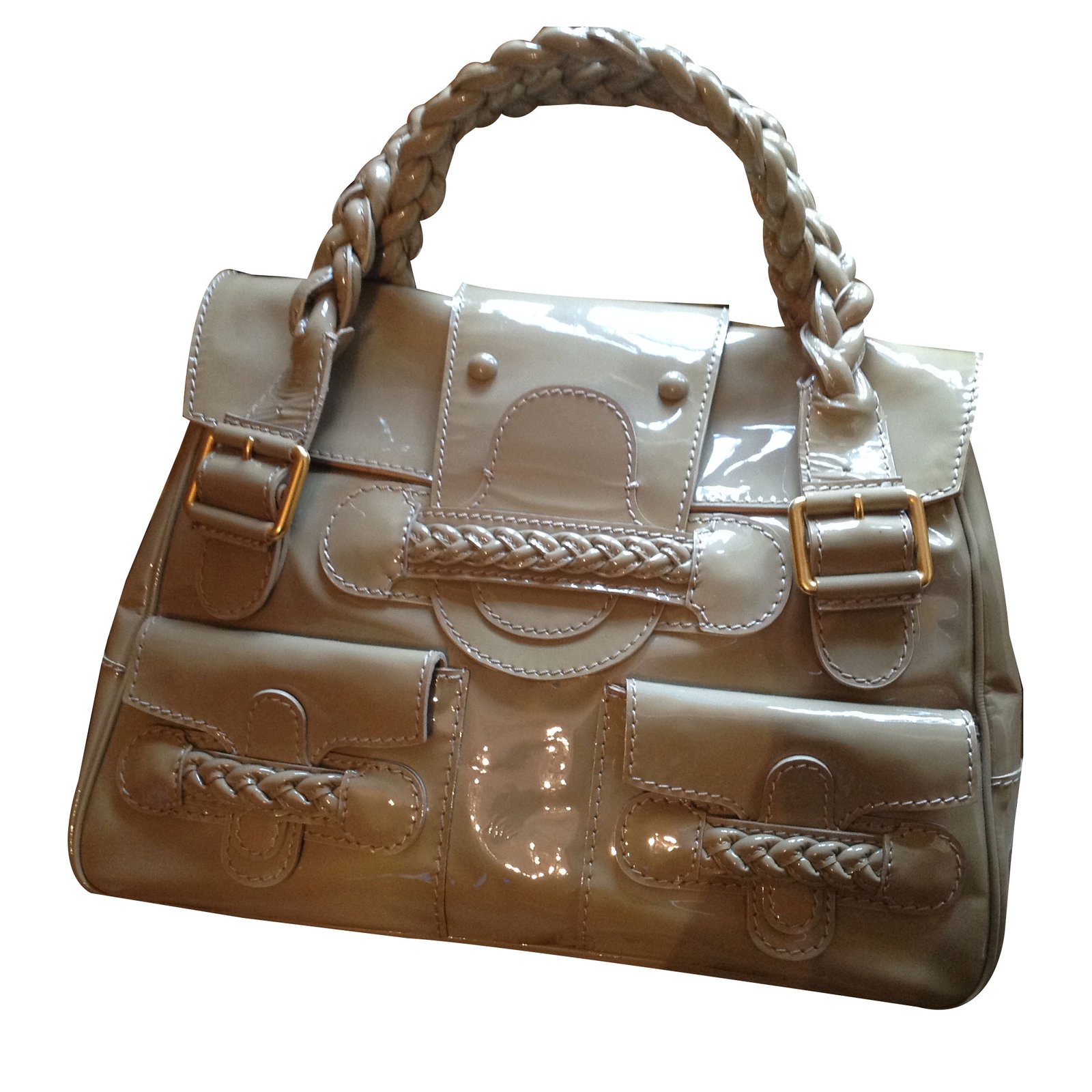 Valentino Handbags Handbags Patent leather Beige,Caramel ref.45734 - Joli Closet