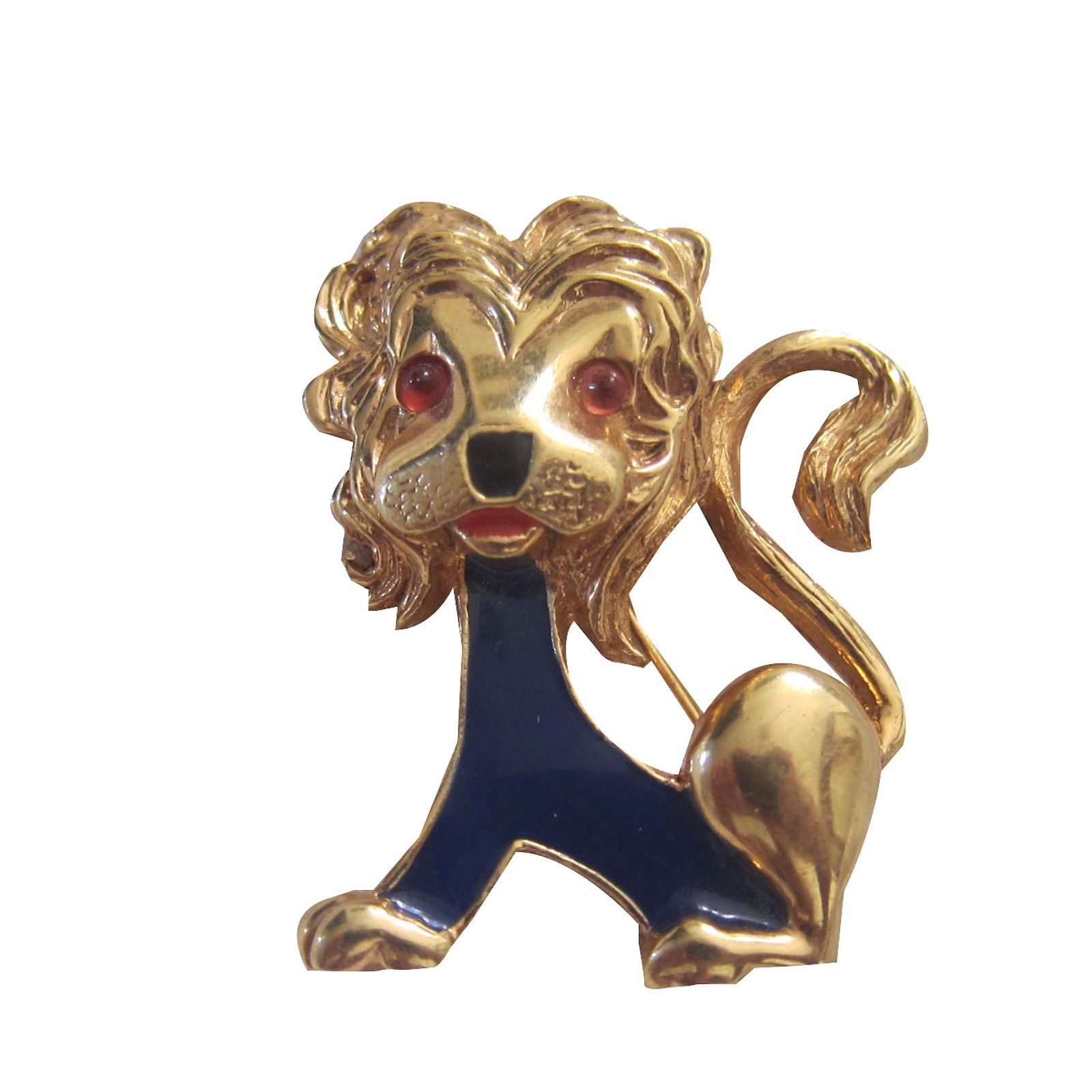 Broche Vintage Carven - Motif Chien, Métal Doré émaillé, Occasion