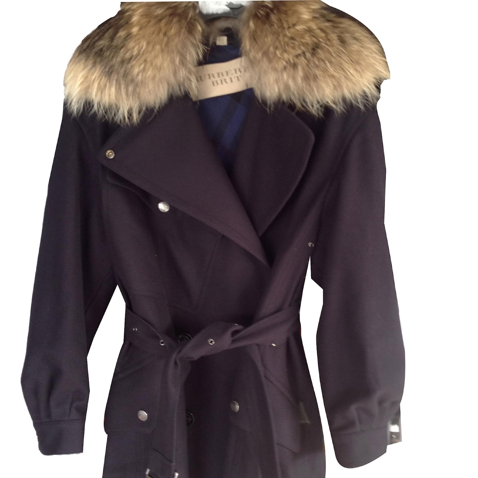 burberry fur collar coat