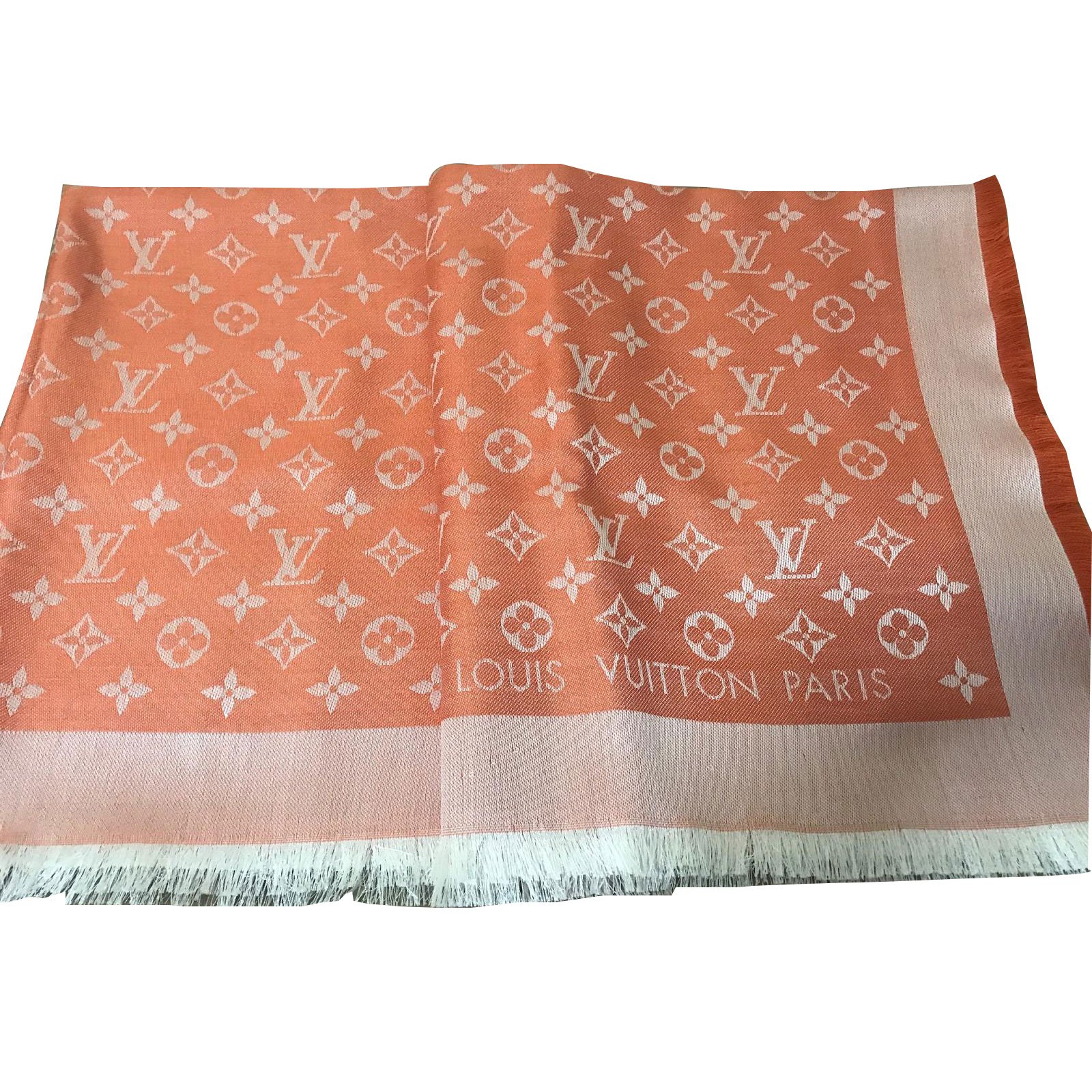 Châle monogram silk neckerchief Louis Vuitton Orange in Silk - 16311056