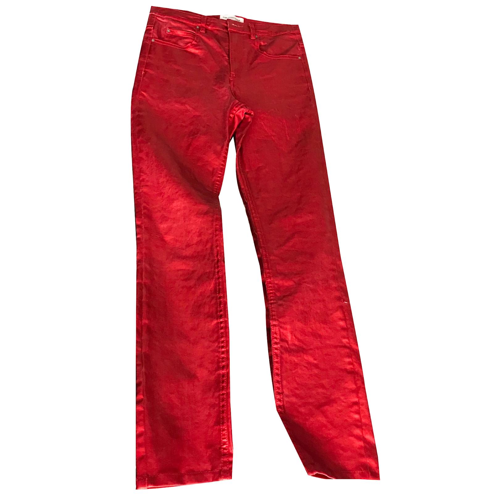 red metallic jeans