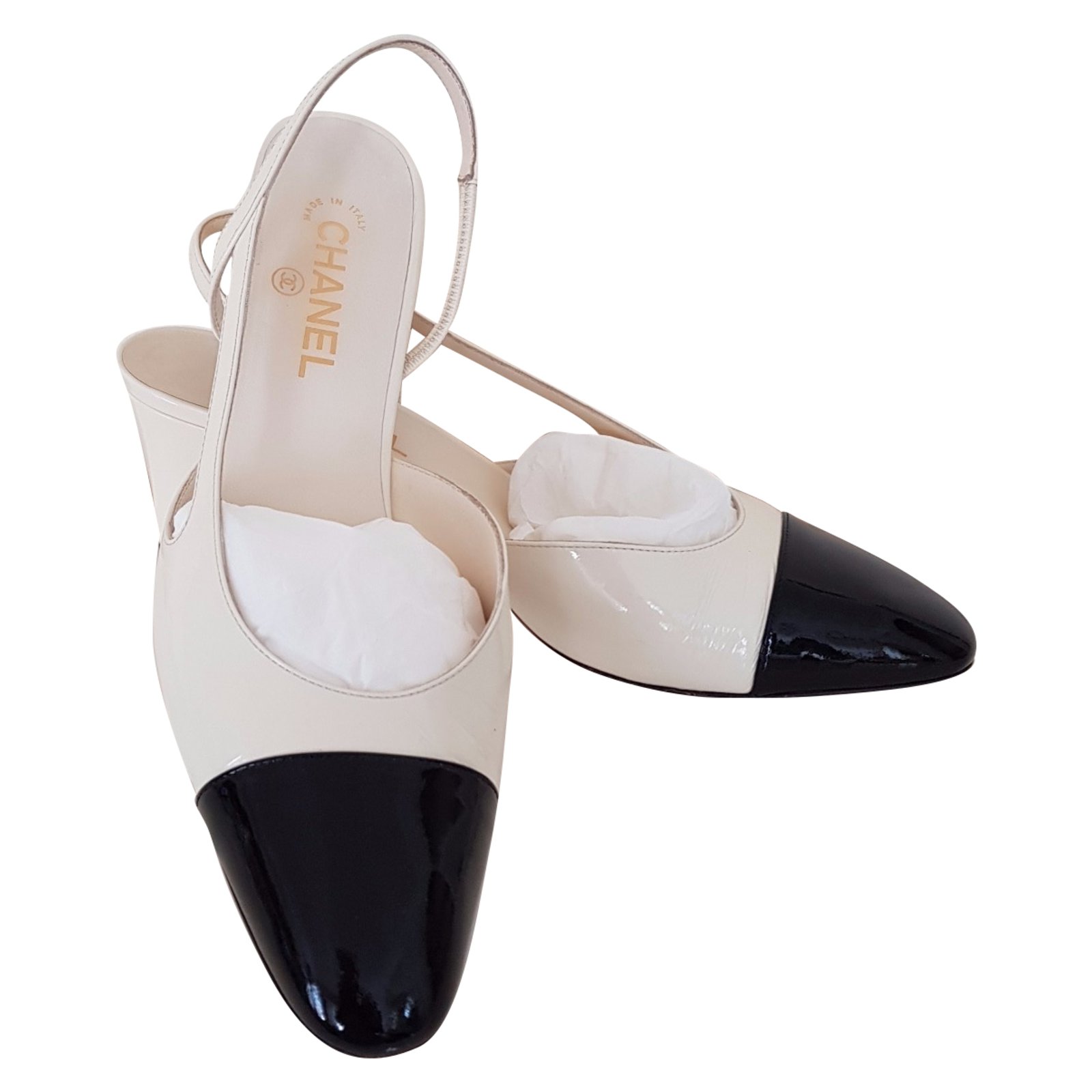 Patent leather mules & clogs Chanel Beige size 35 EU in Patent leather -  34625822