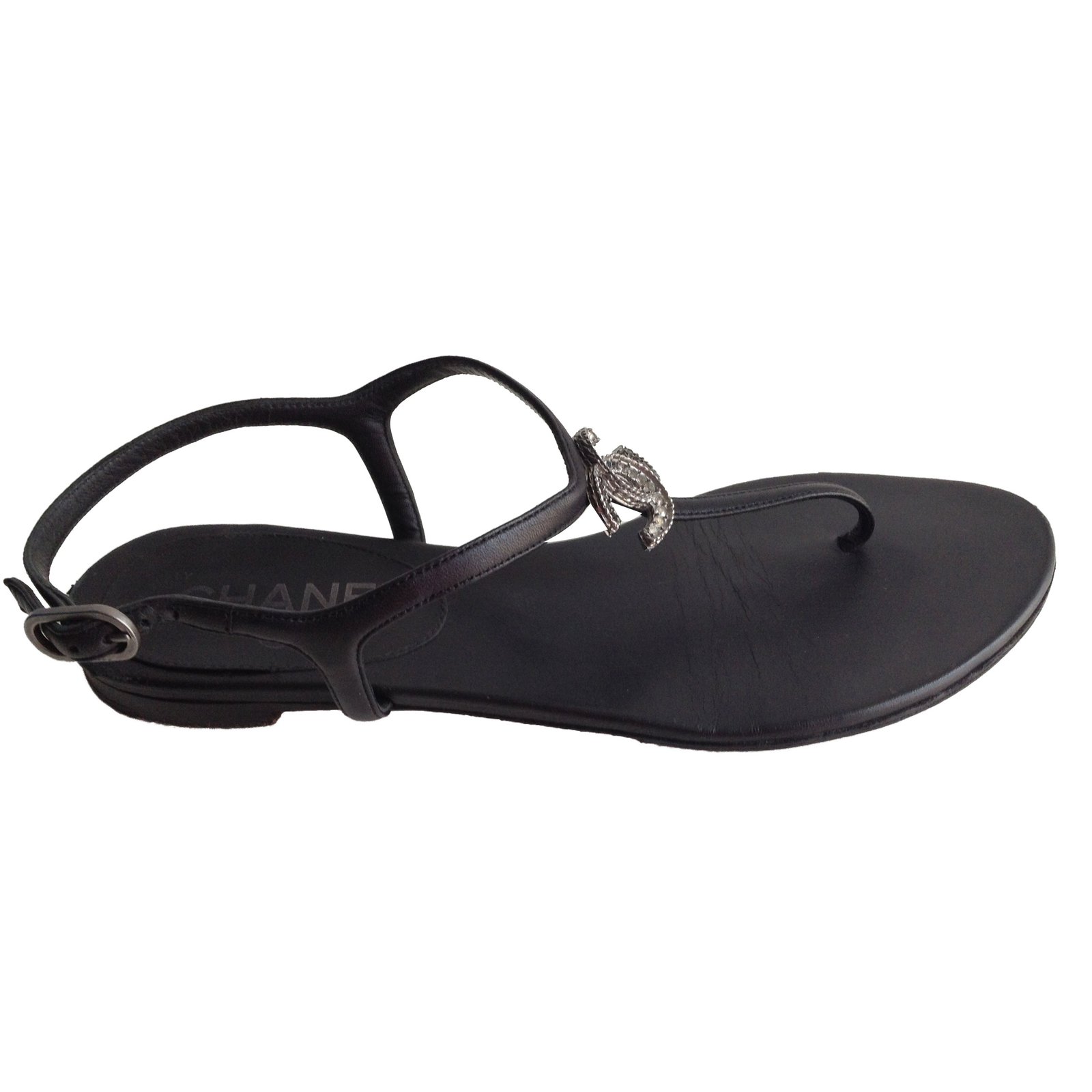 Dad sandals leather sandal Chanel Black size 39 EU in Leather - 17979876