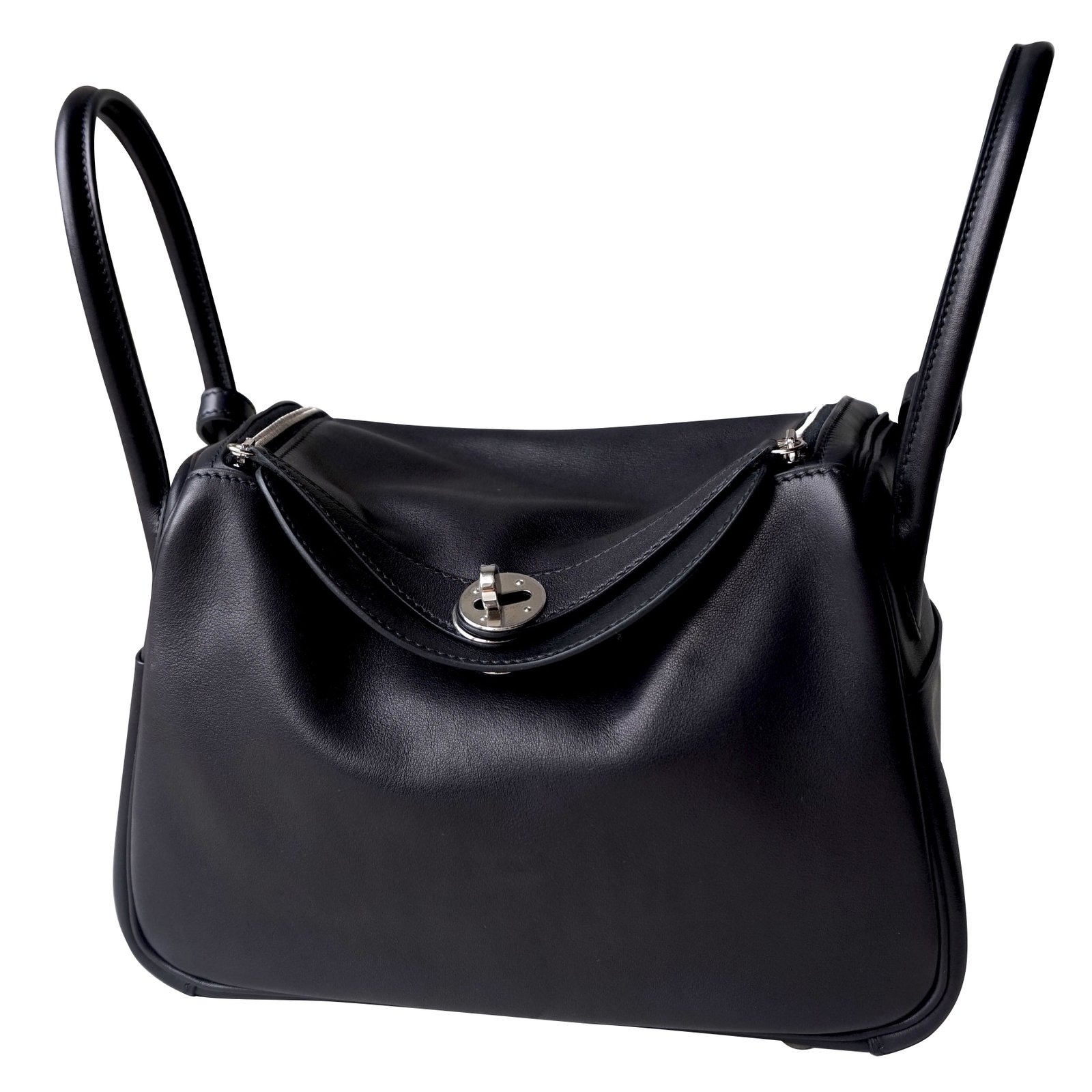 Hermes Lindy 26 Bag Black in Leather with Palladium-tone - US