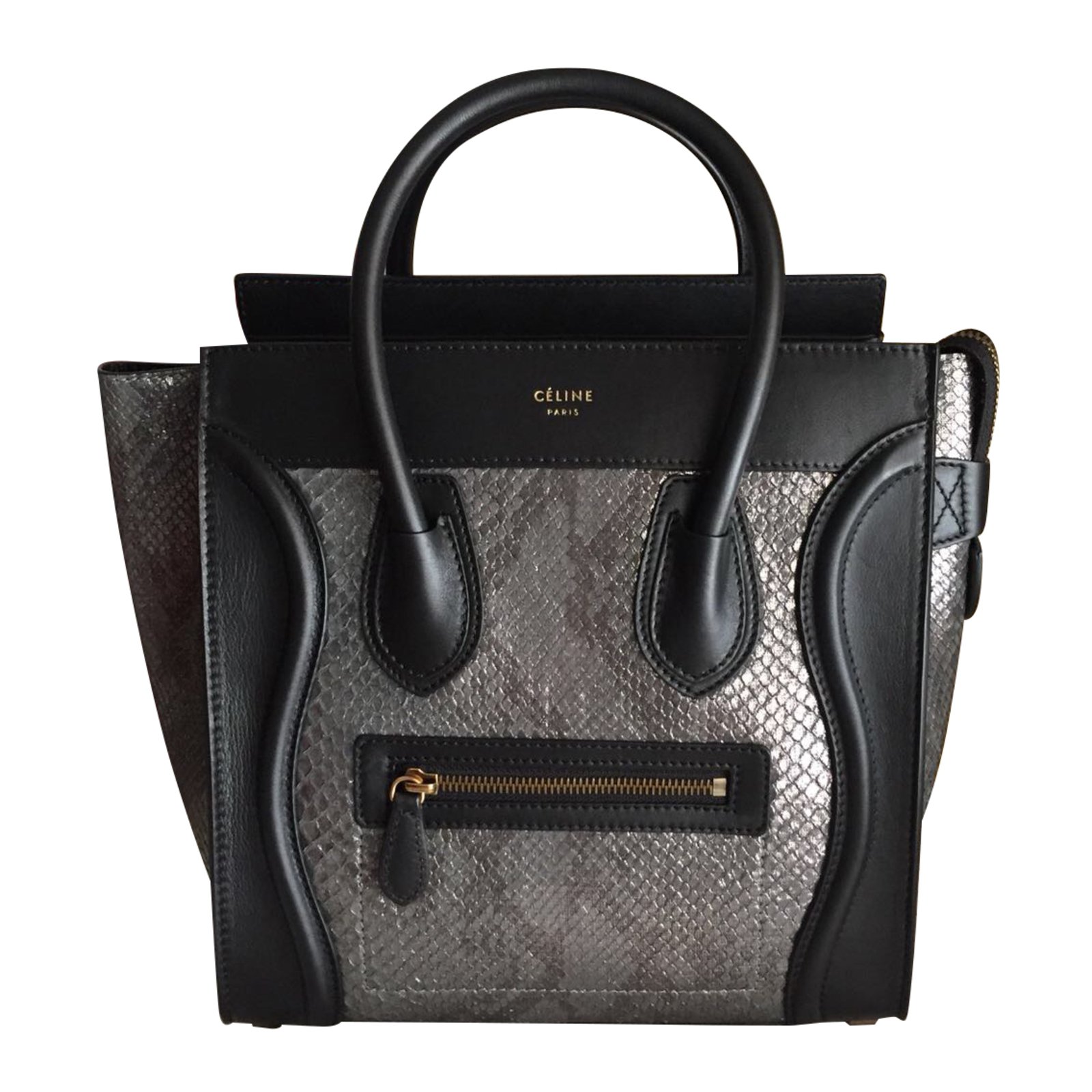 Celine Micro Black Leather Luggage Bag with sling