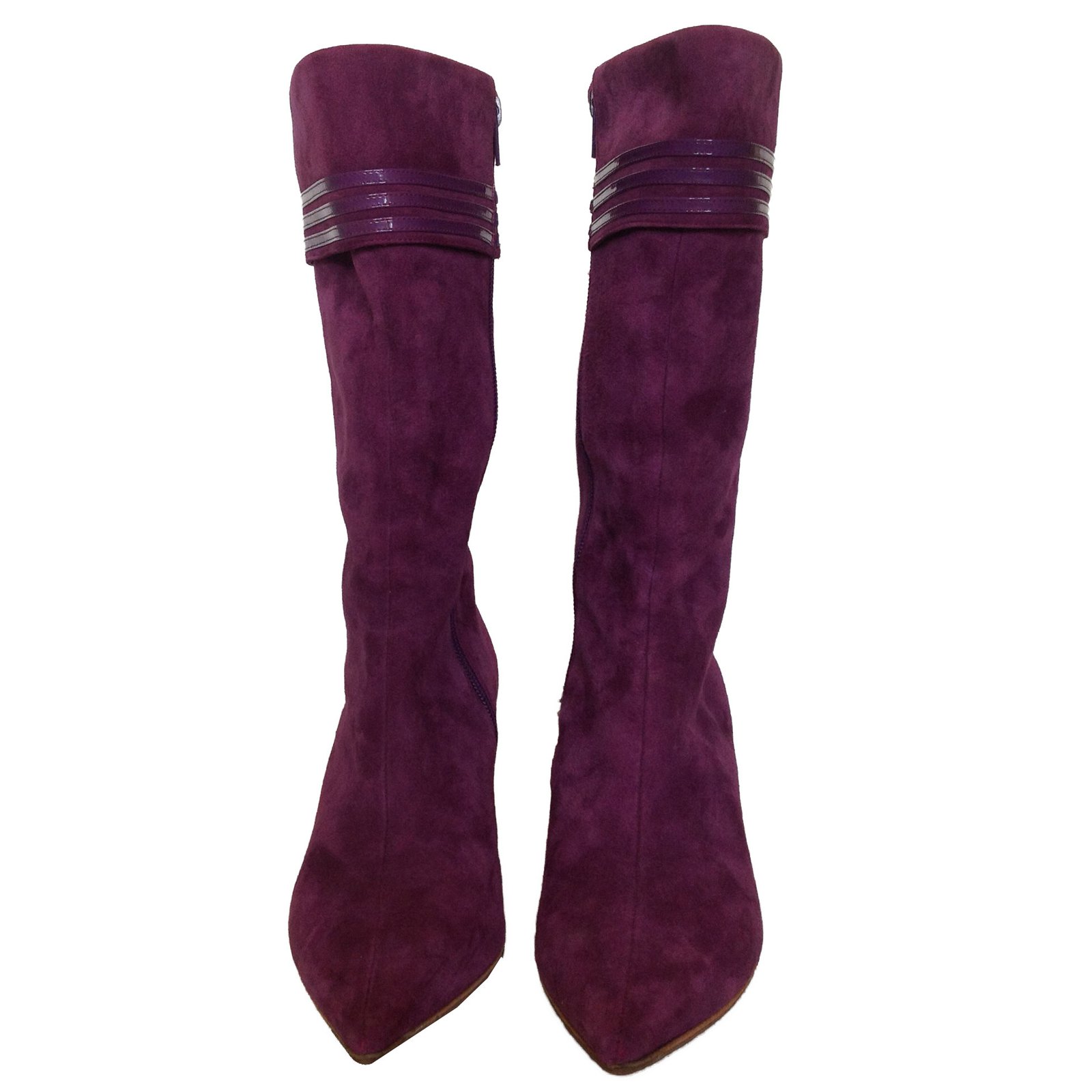 purple suede booties