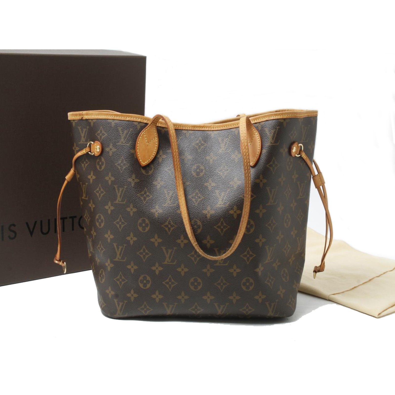 Louis Vuitton Brown Monogram Coated Canvas Neverfull Gold Hardware
