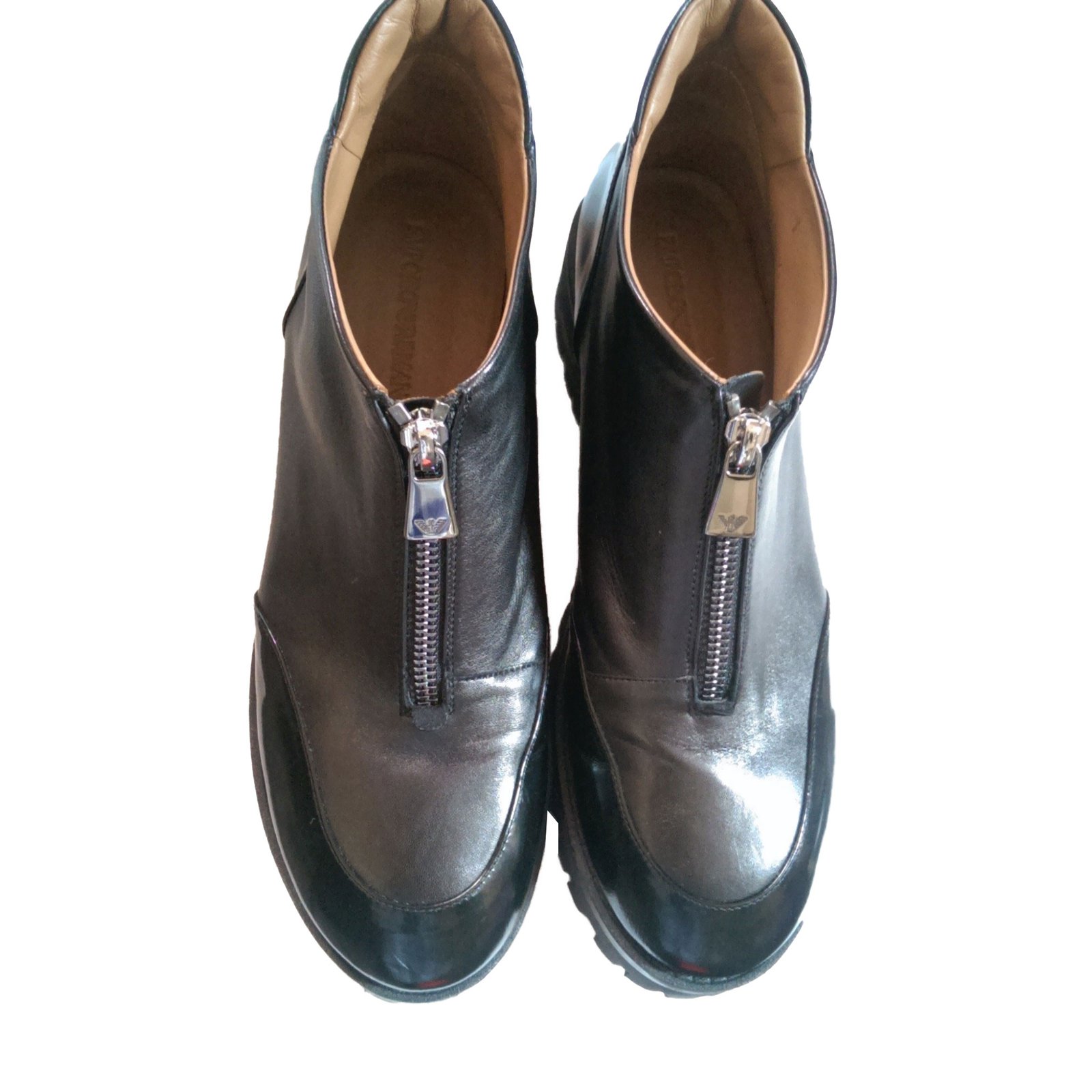 Emporio Armani Ankle Boots Black Leather ref.49457 - Joli Closet