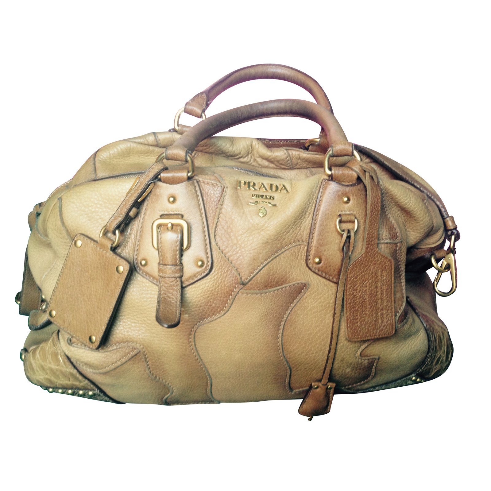 Prada, Bags, Prada Cervo White Soft Leather Crossbody Bag With Gold  Hardware